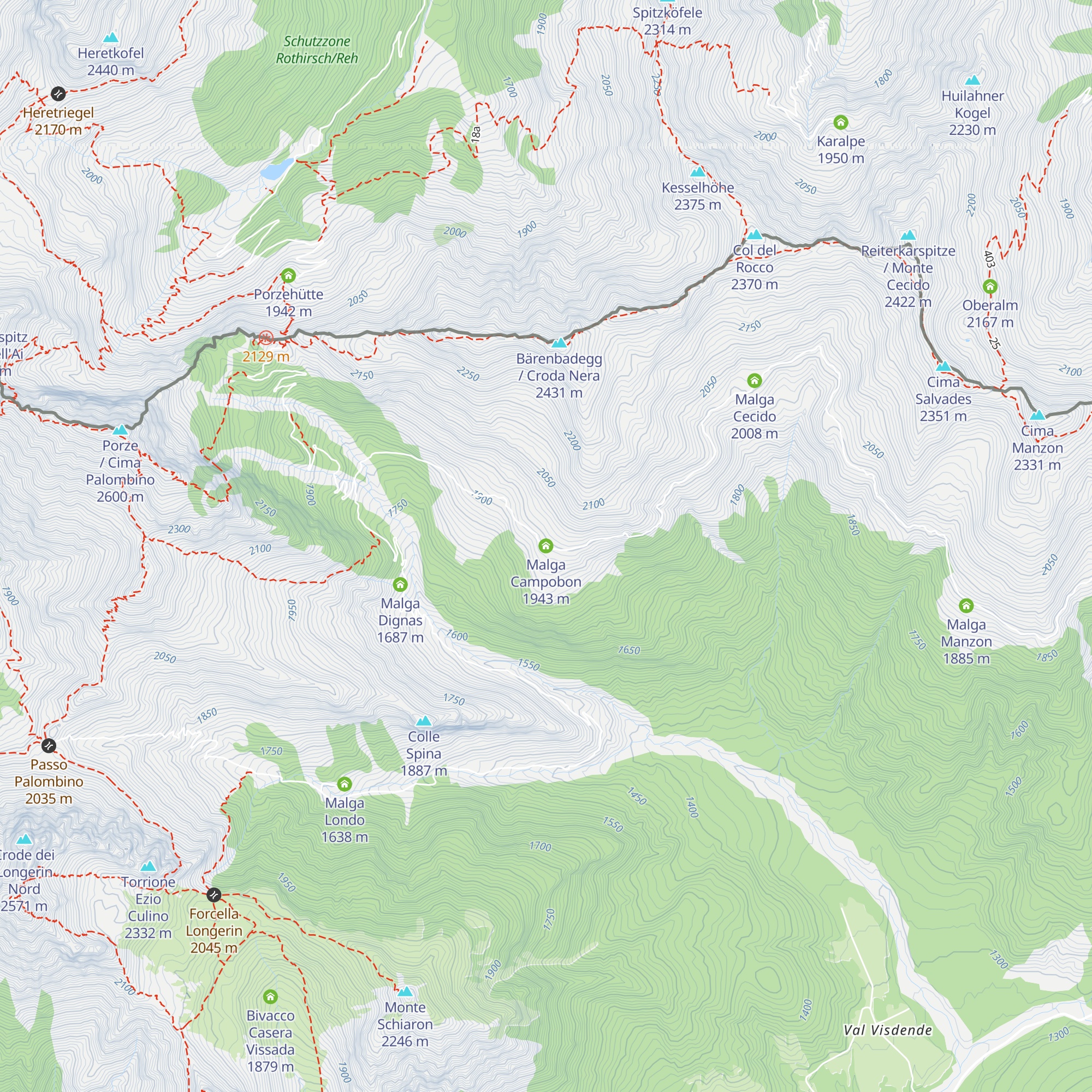 Malga Campobon map