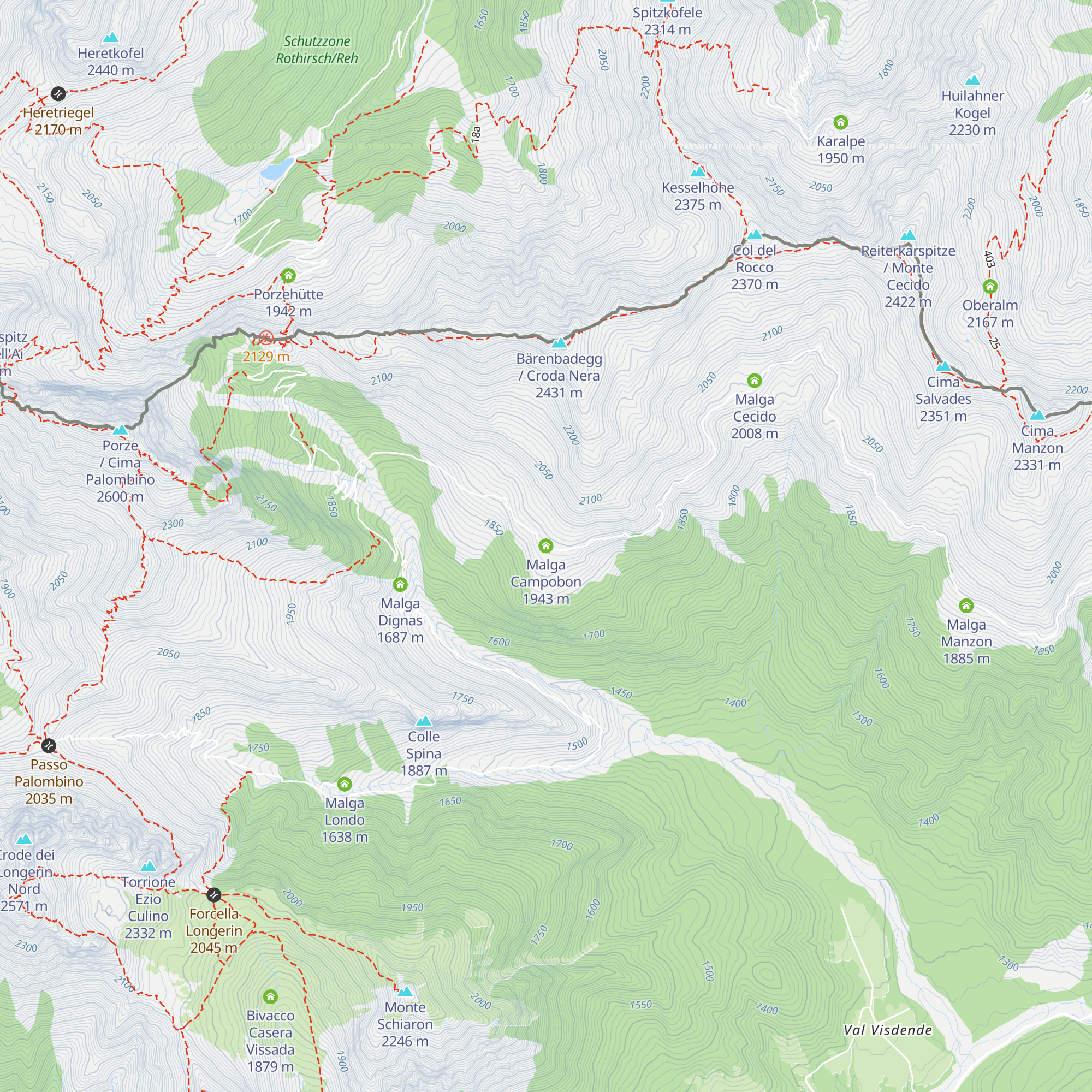Malga Campobon map