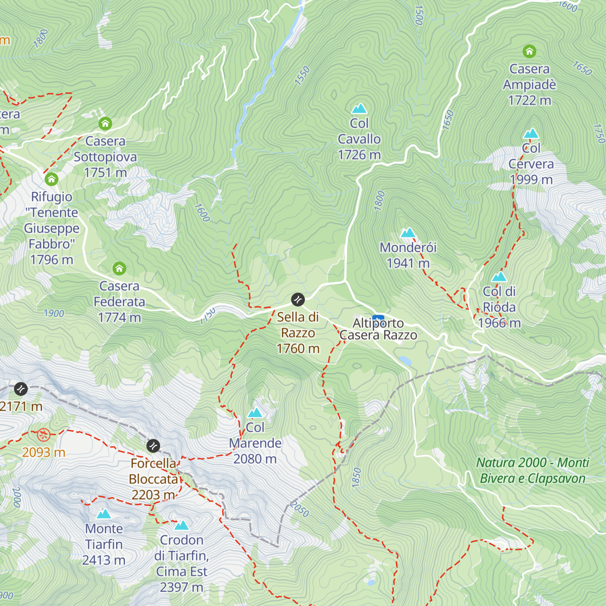 Malga Casera Razzo map