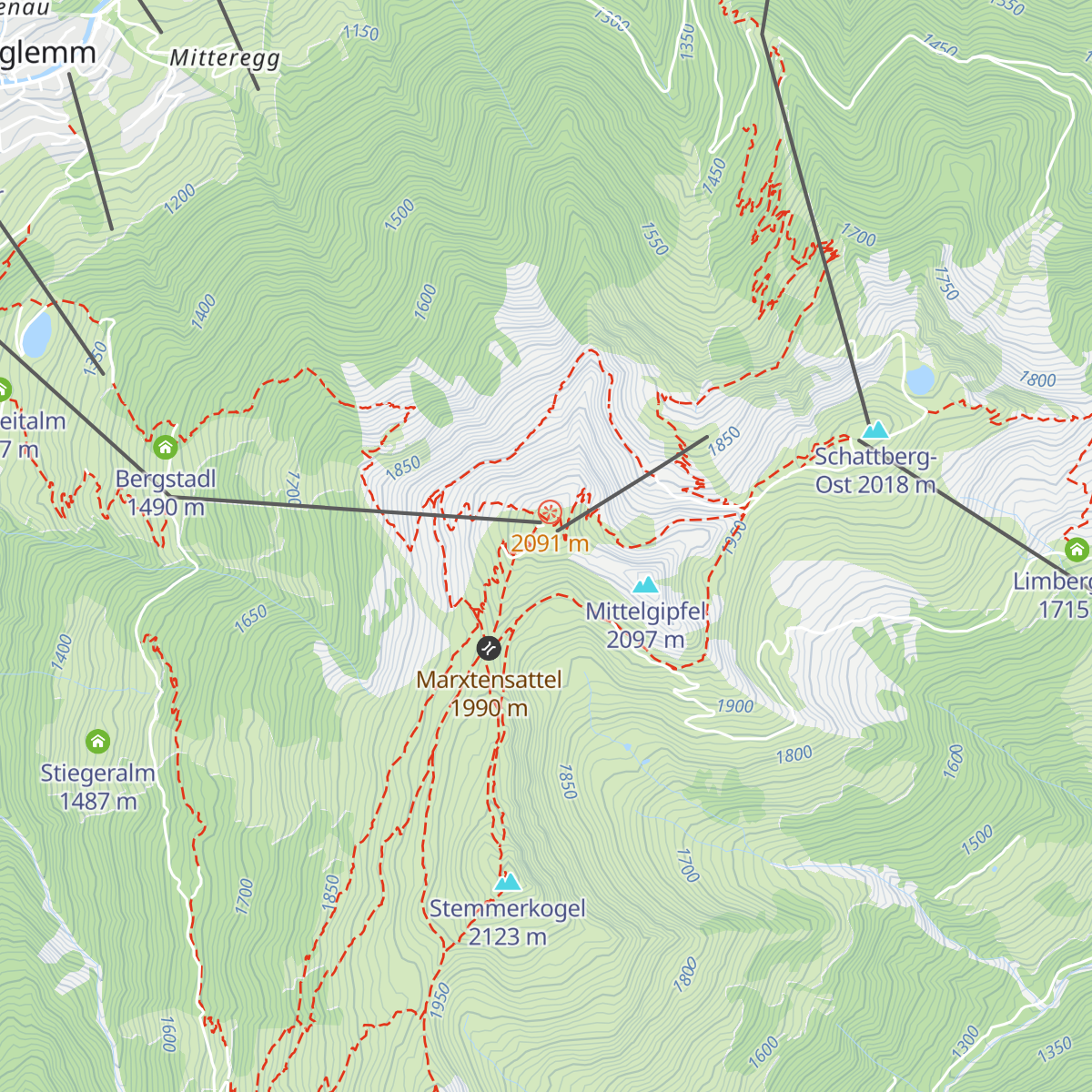 Westgipfelhütte map