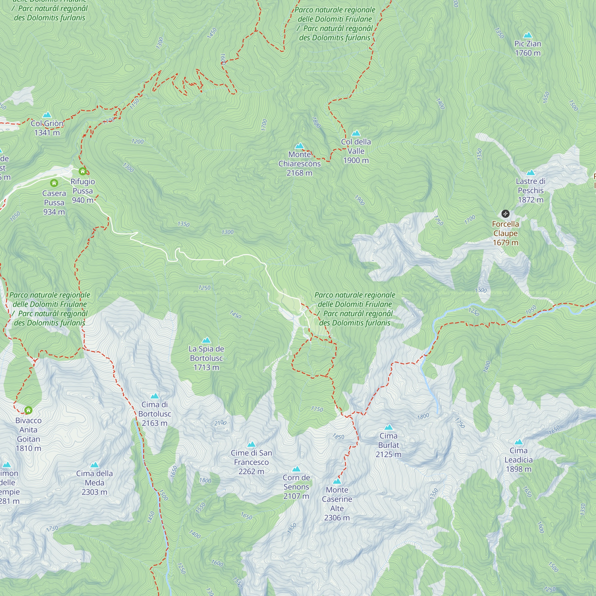 Malga Senons map