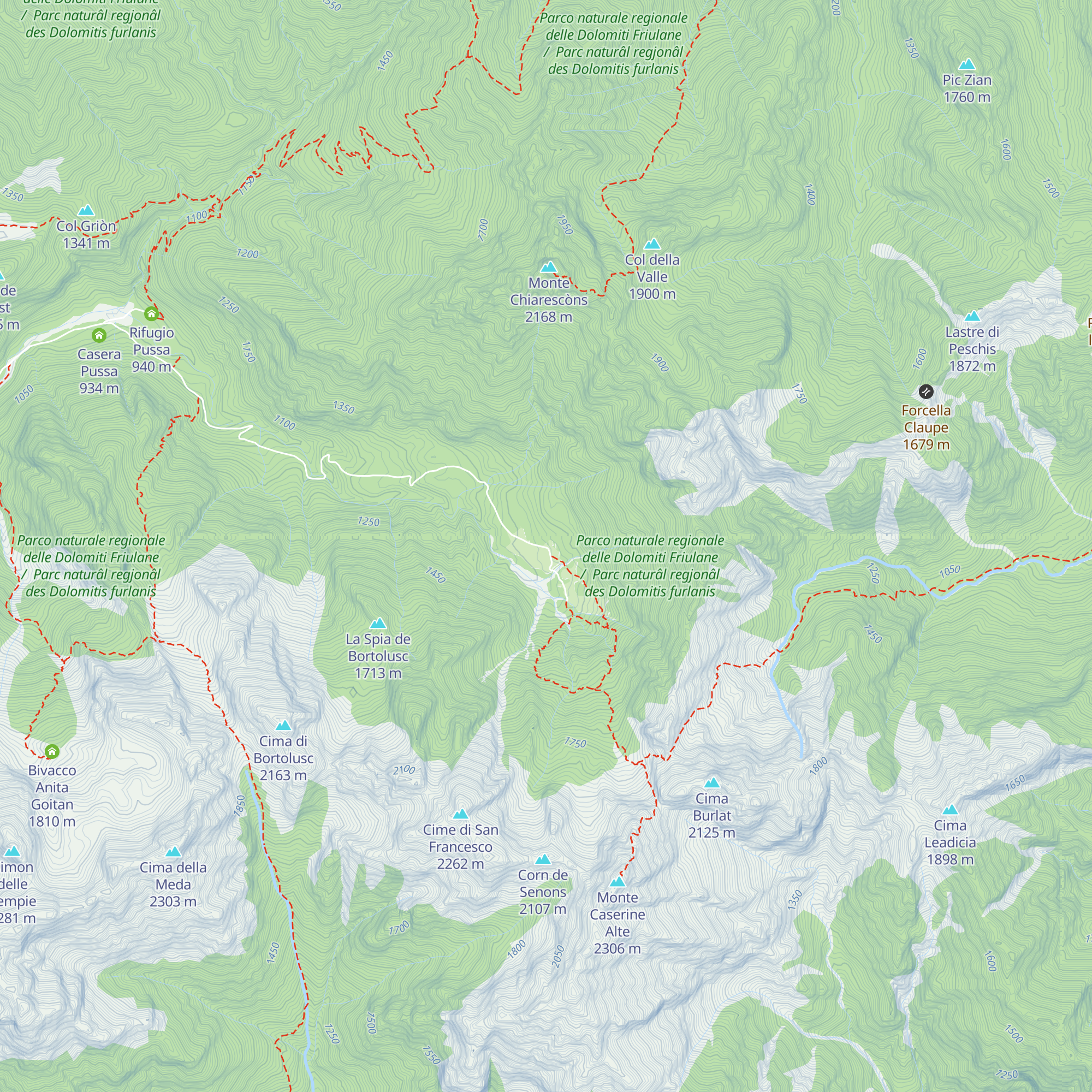 Malga Senons map