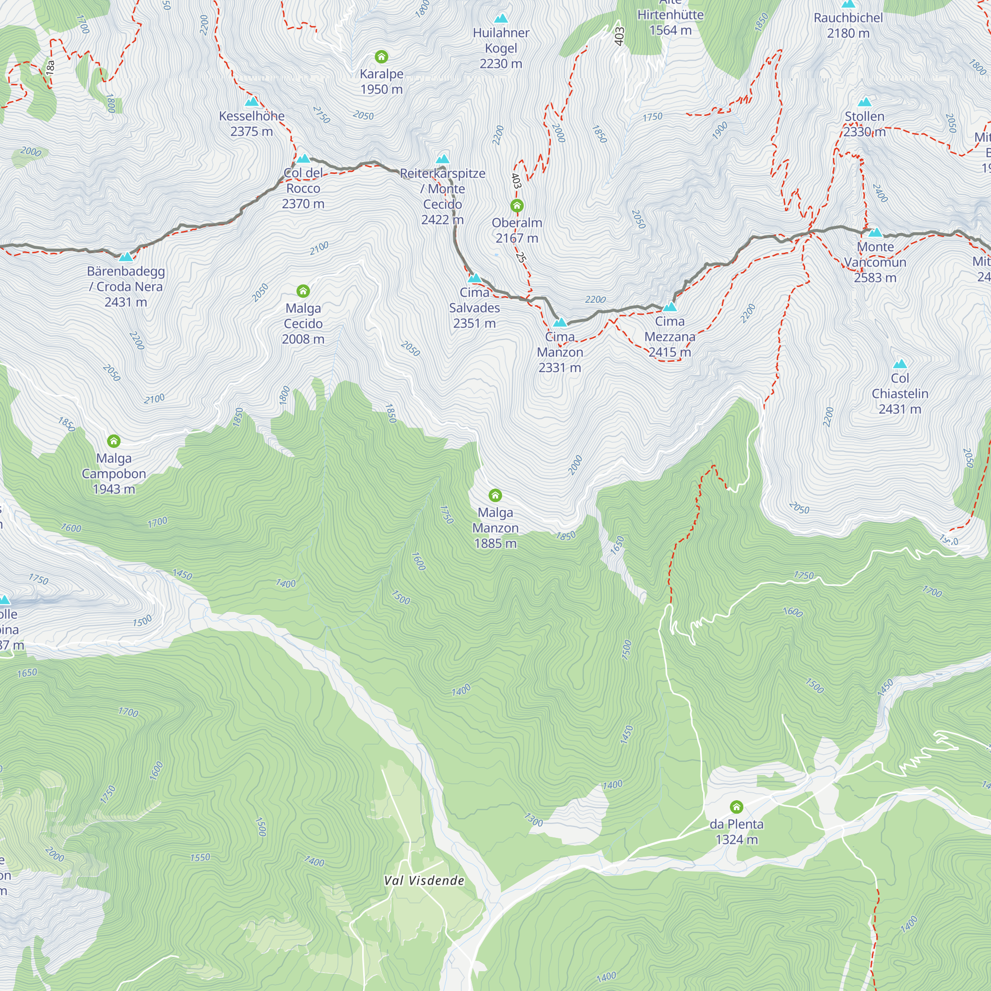 Malga Manzon map