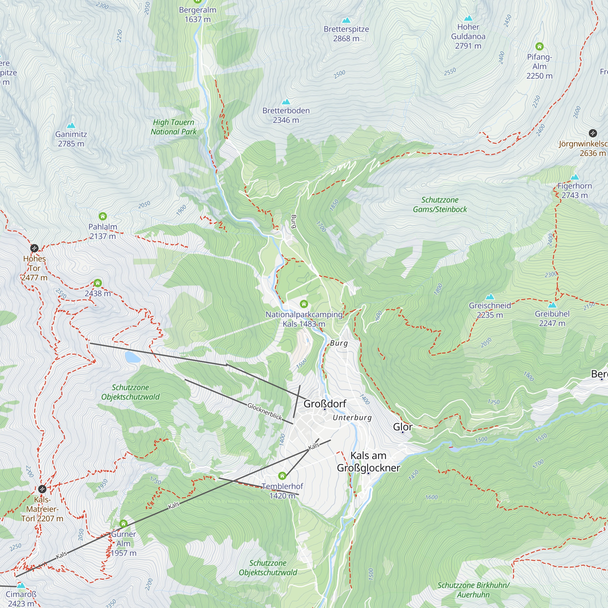 Nationalparkcamping Kals map