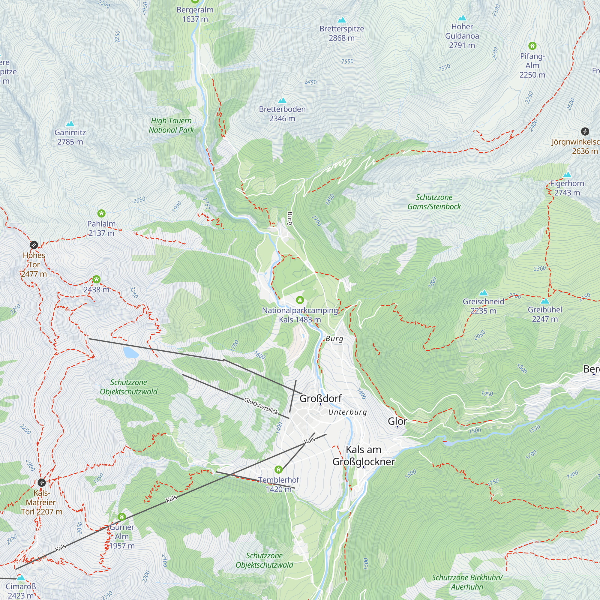 Nationalparkcamping Kals map