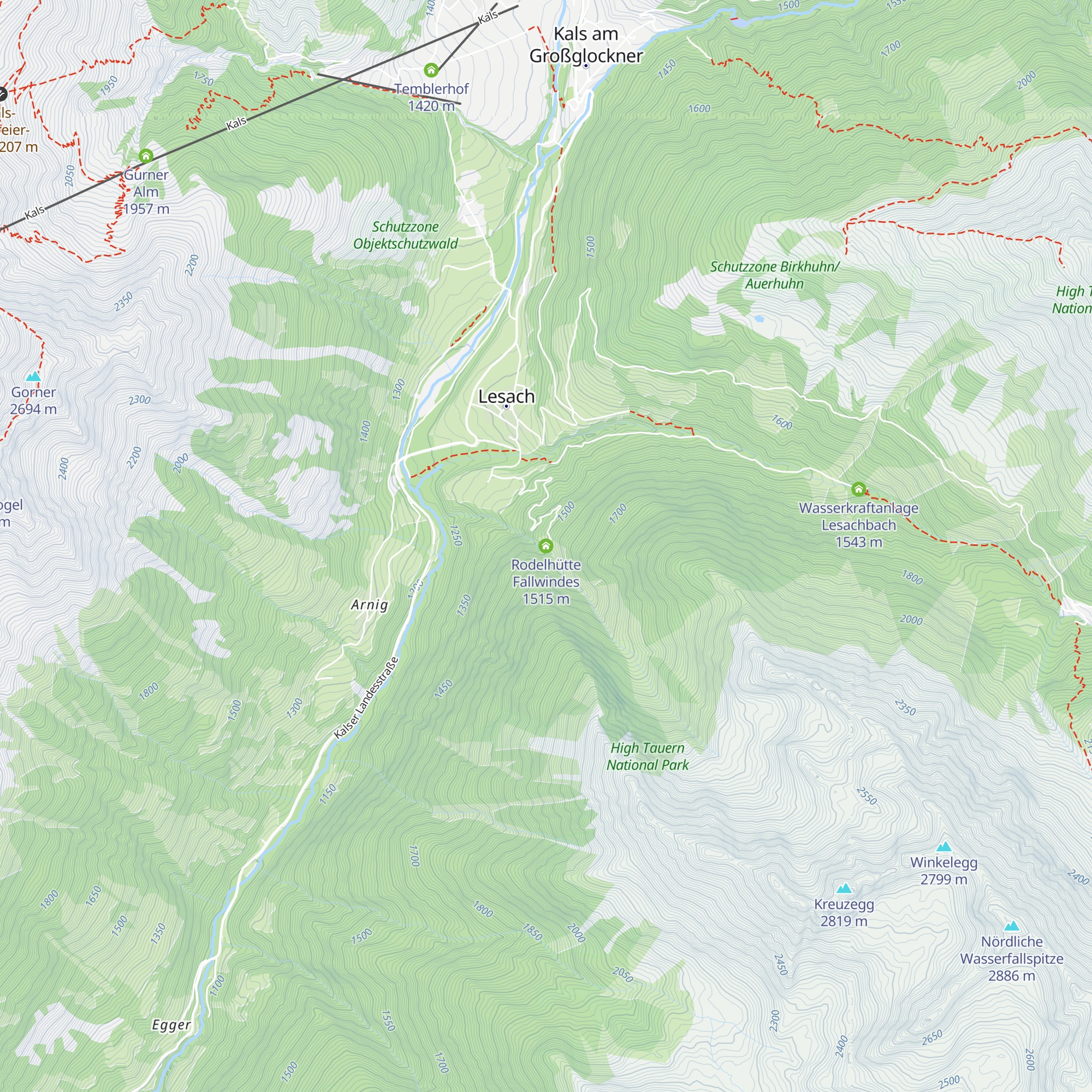 Rodelhütte Fallwindes map