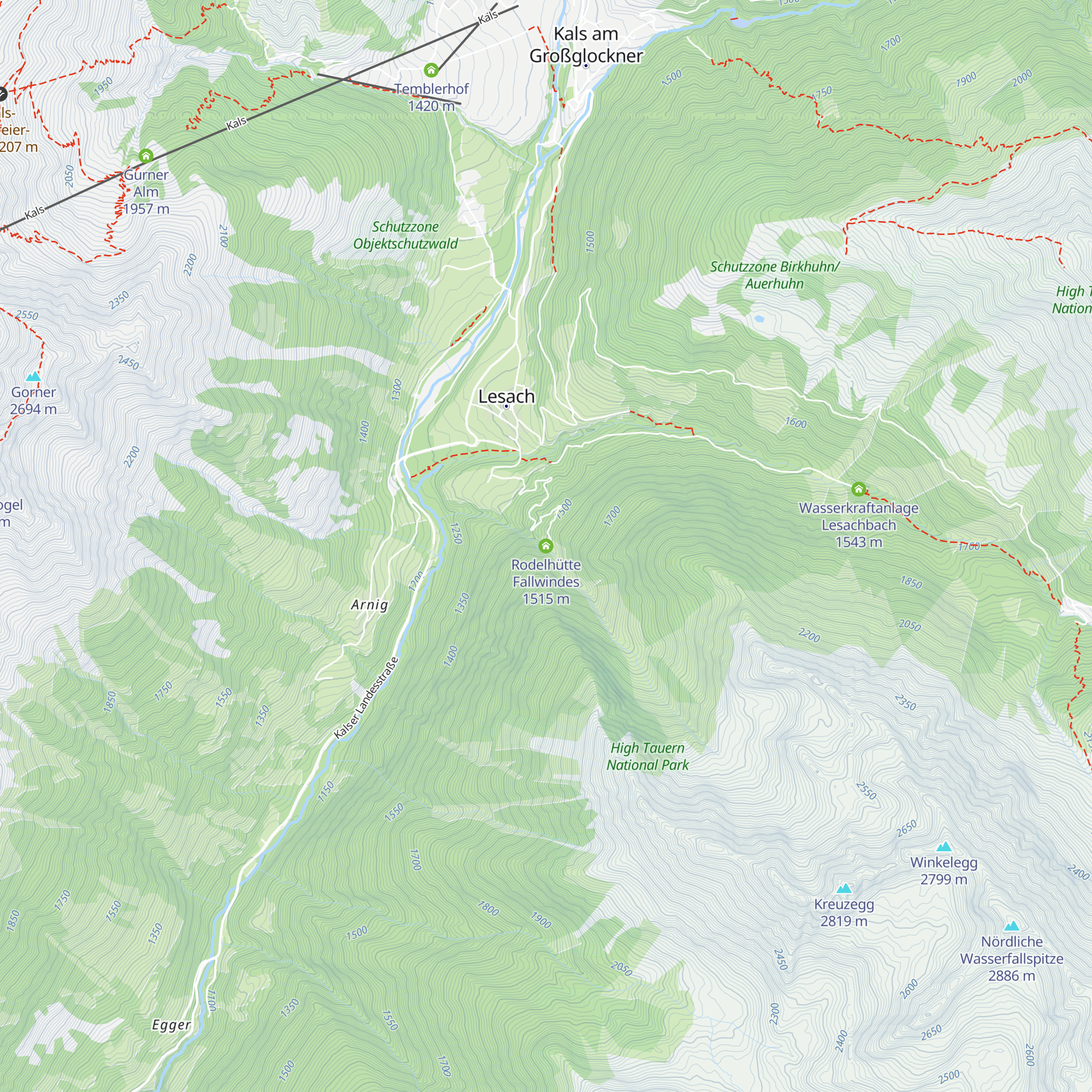 Rodelhütte Fallwindes map