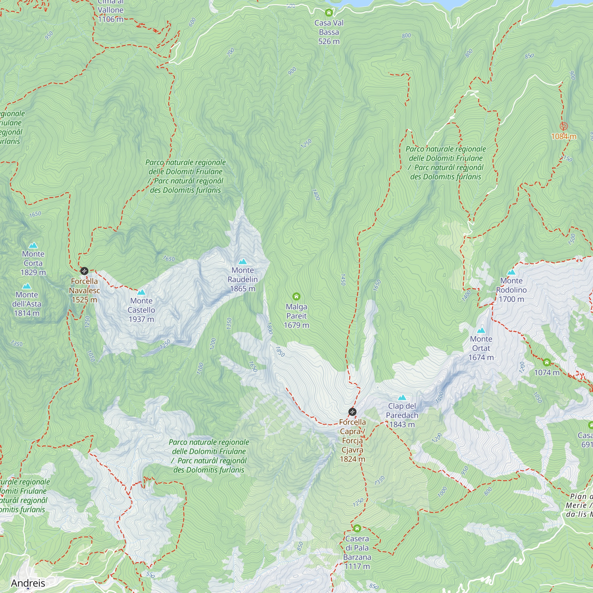 Malga Pareit map