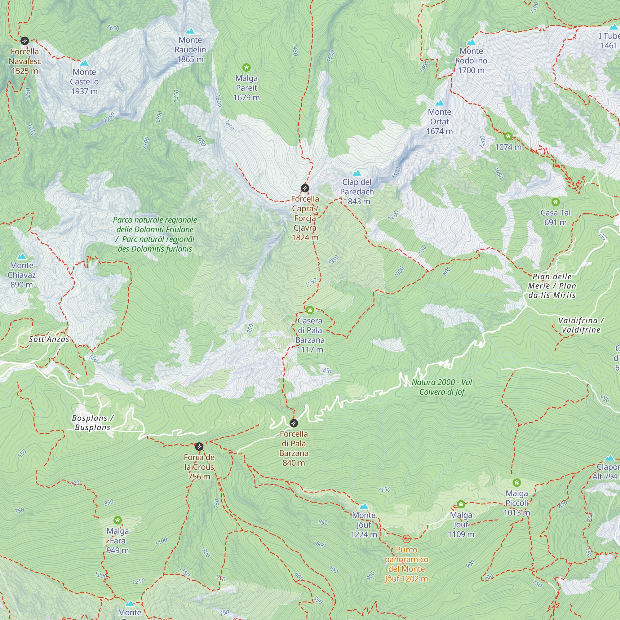 Casera di Pala Barzana map