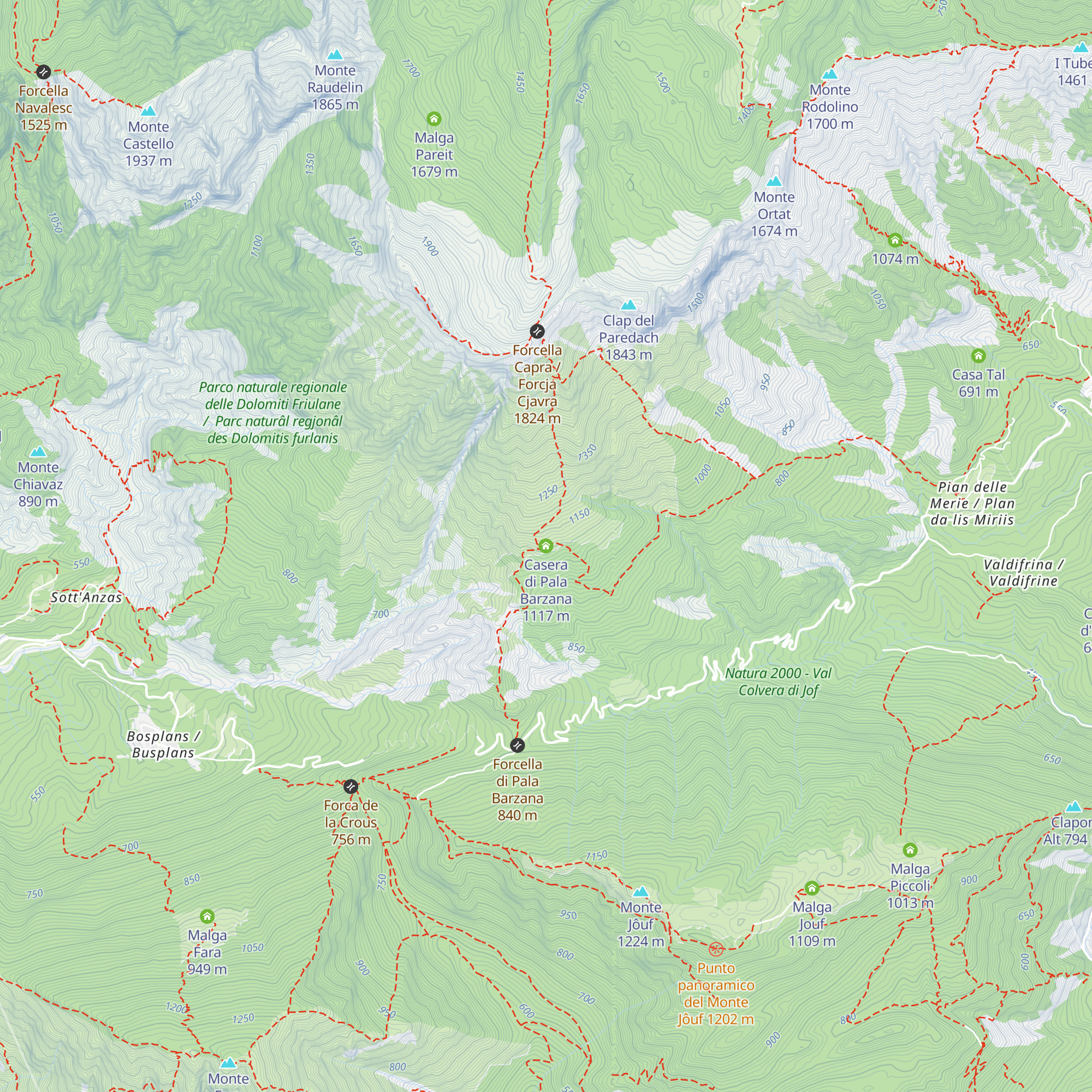 Casera di Pala Barzana map