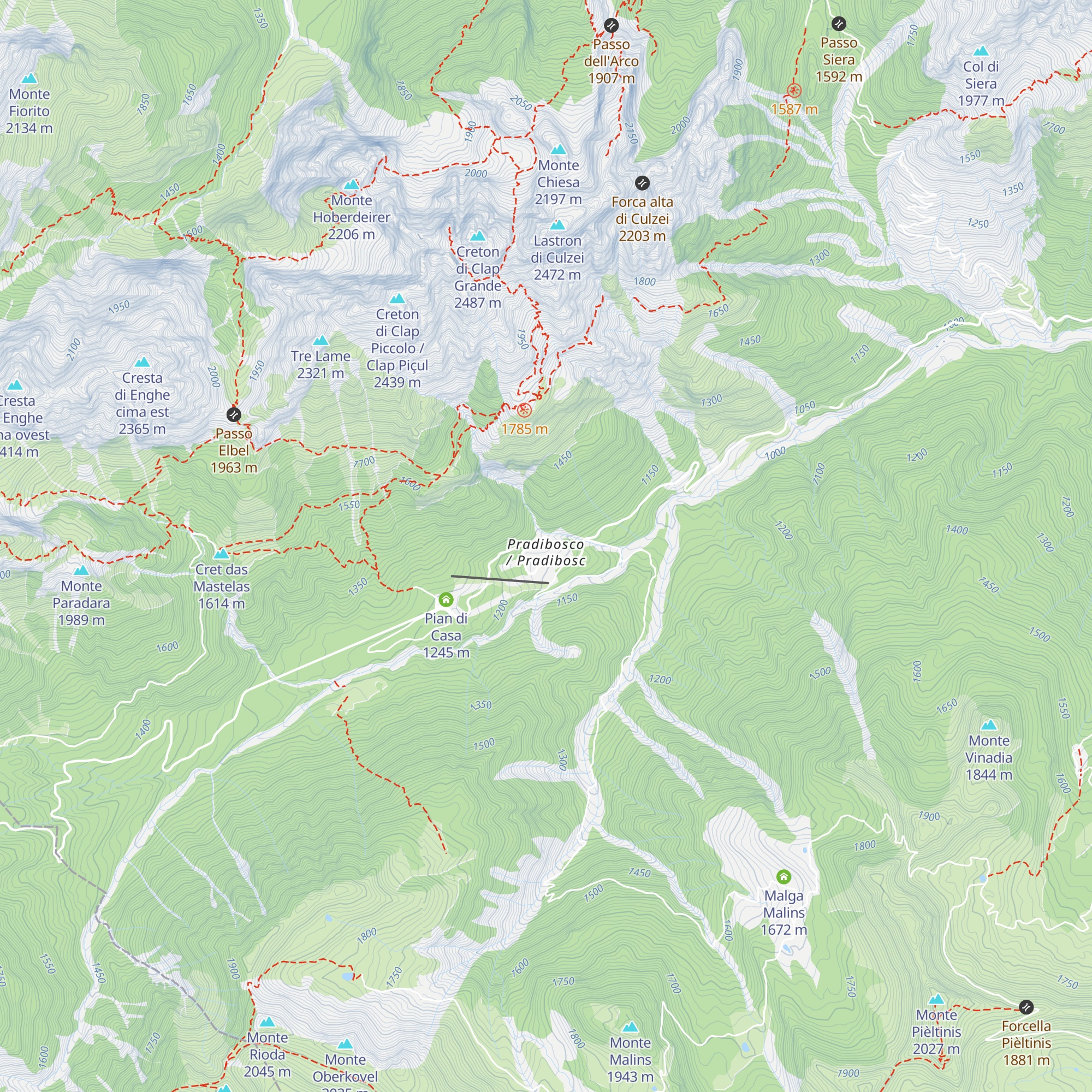 Albergo Pradibosco map