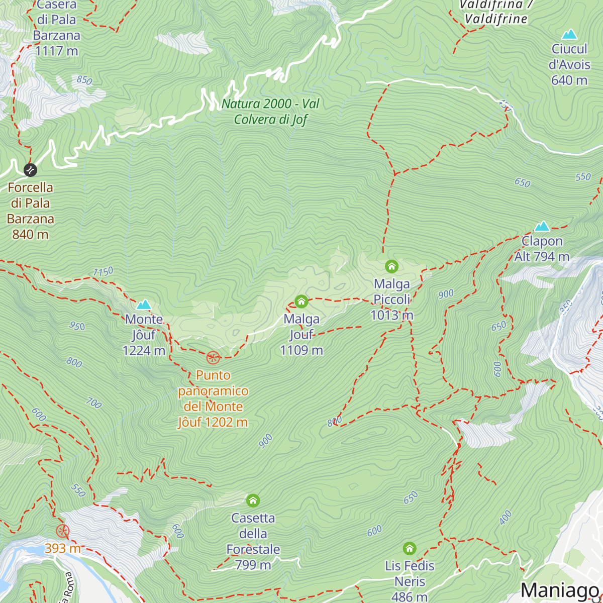 Malga Jouf map