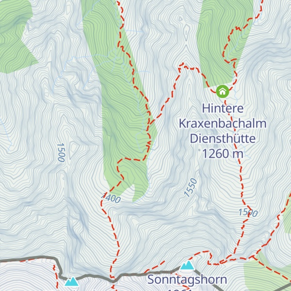 Map of Vordere Kraxenbachalm Diensthütte