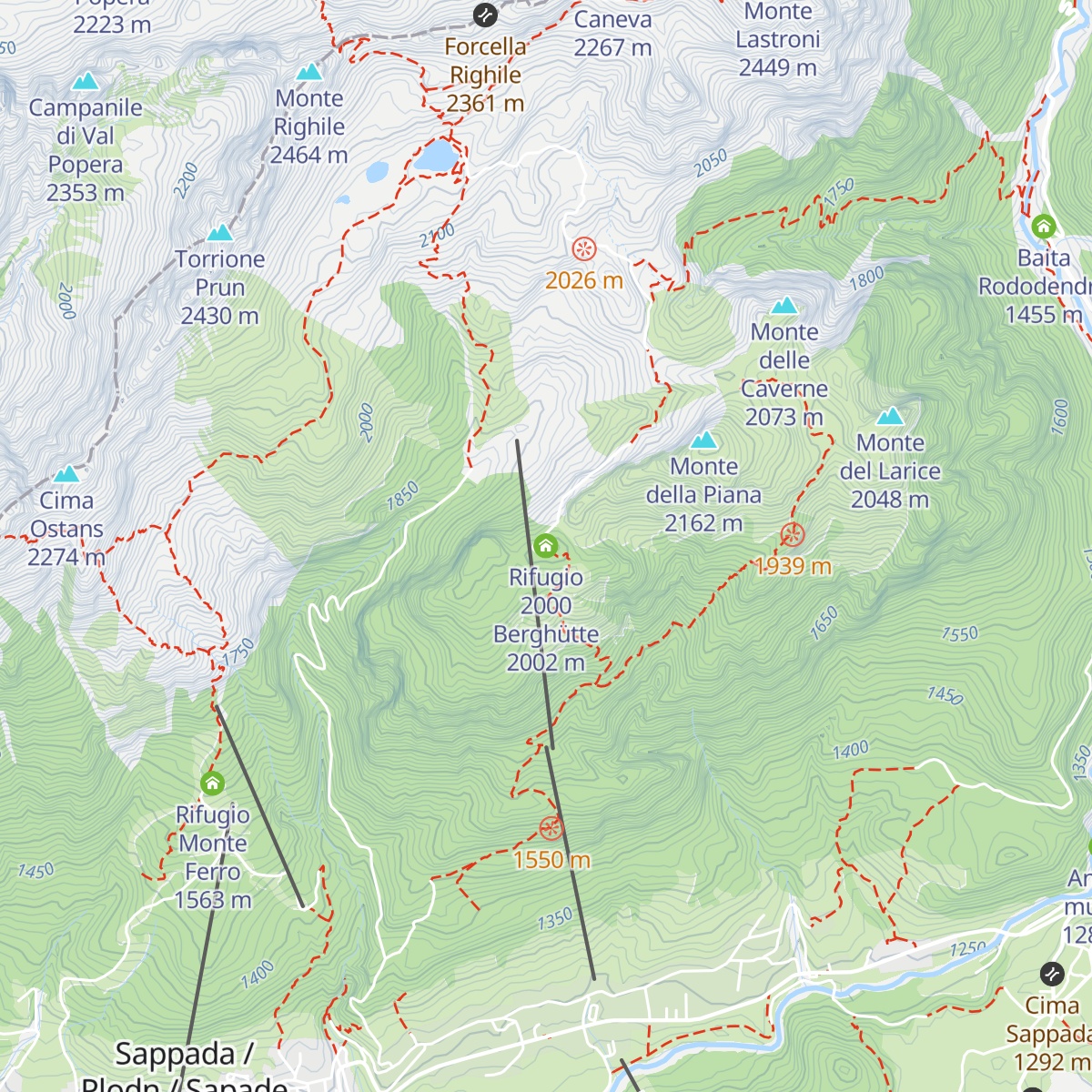 Rifugio 2000 Berghütte map