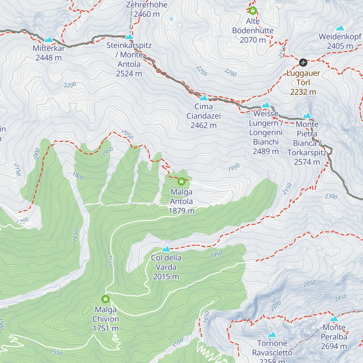 Malga Antola map