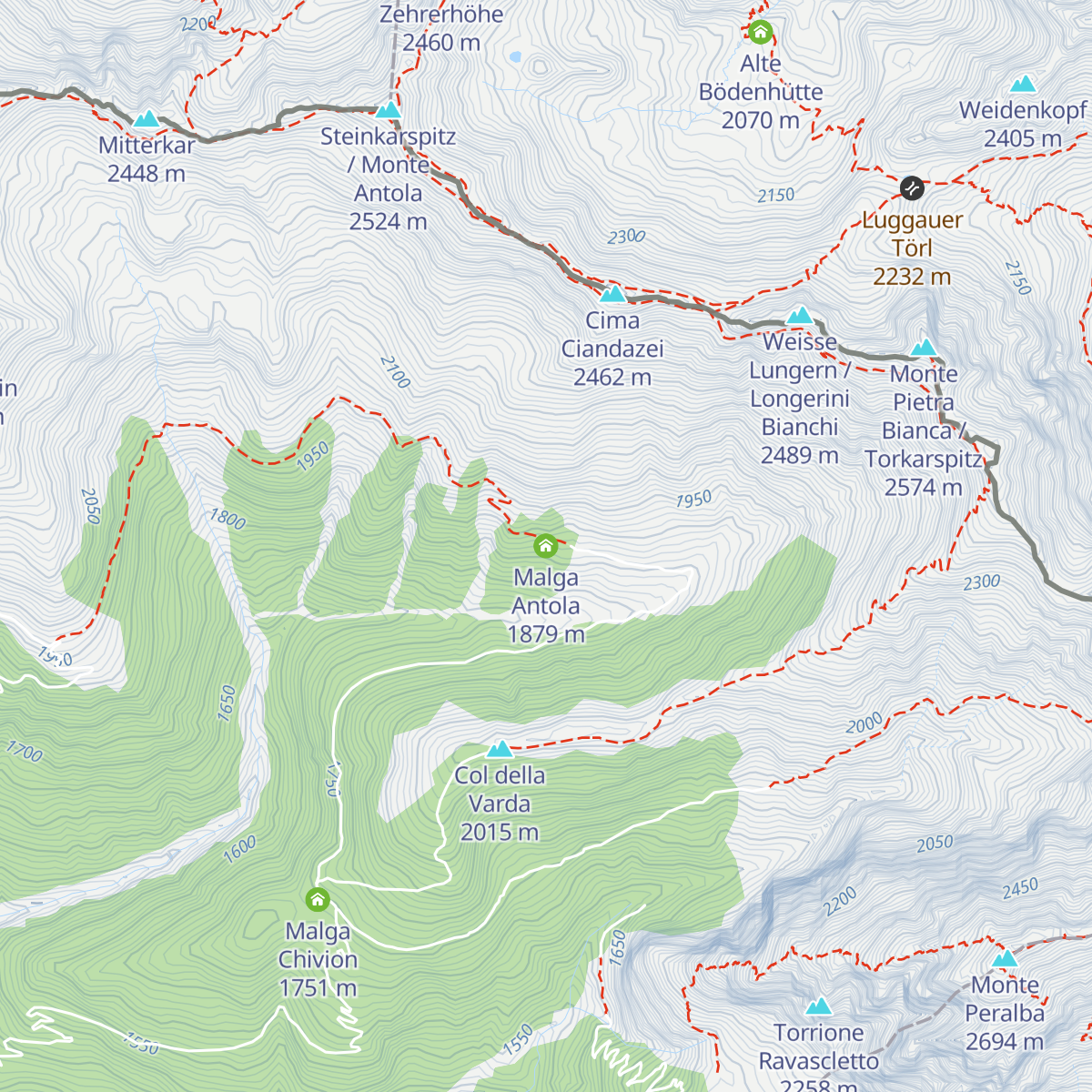 Malga Antola map