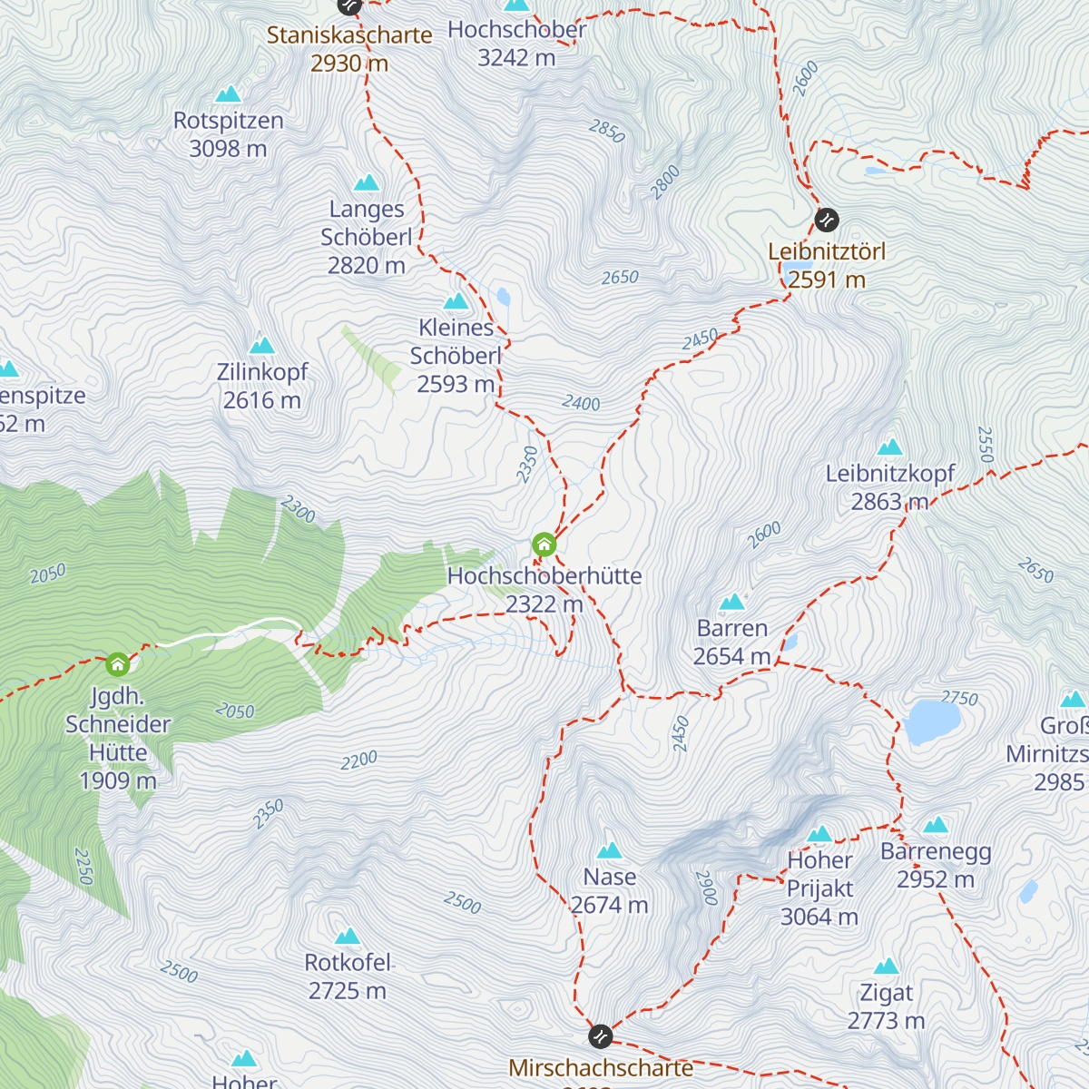 Hochschoberhütte map
