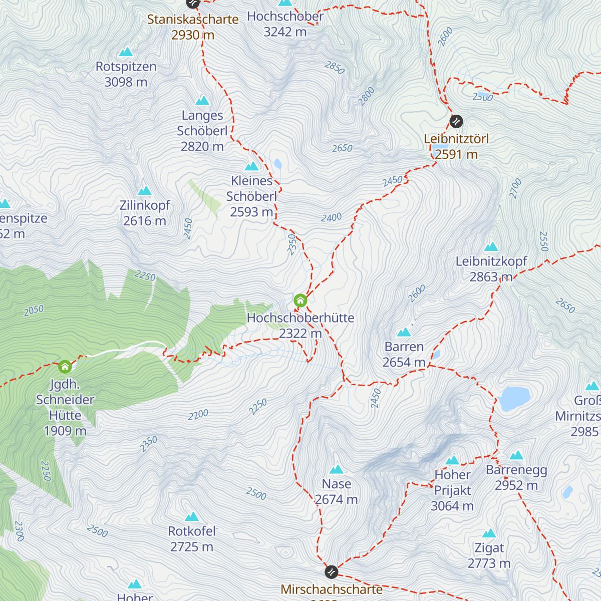 Hochschoberhütte map