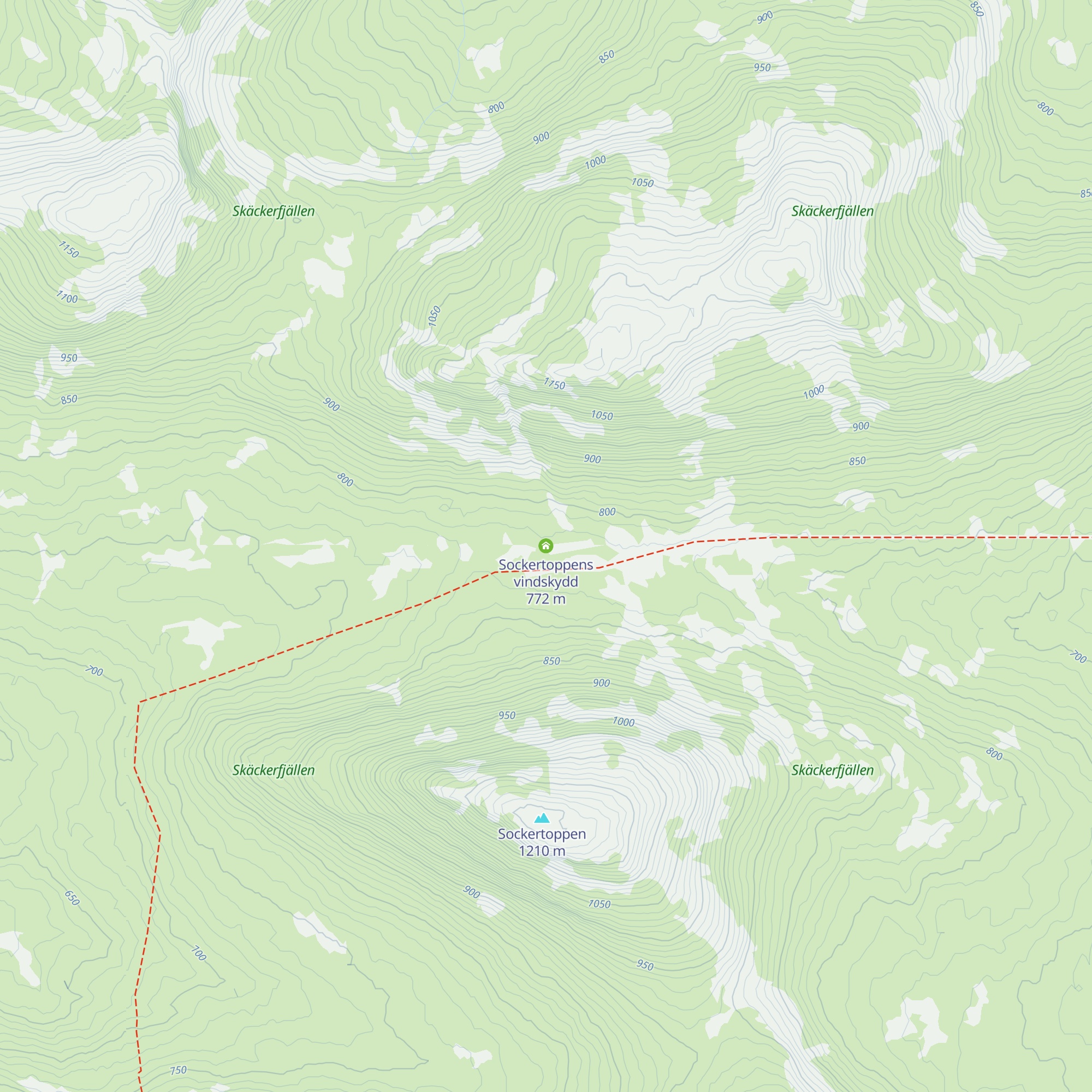 Sockertoppens vindskydd map