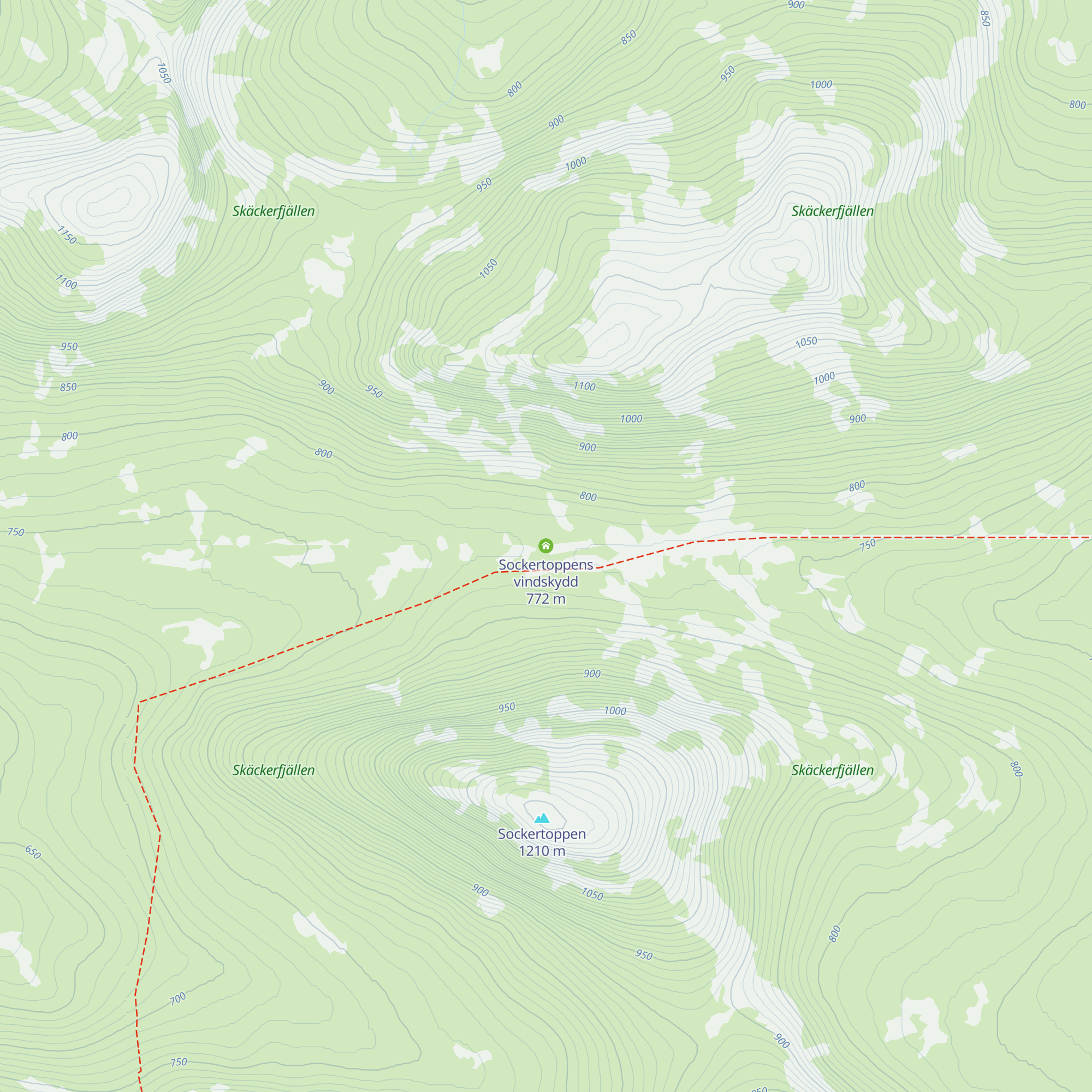 Sockertoppens vindskydd map