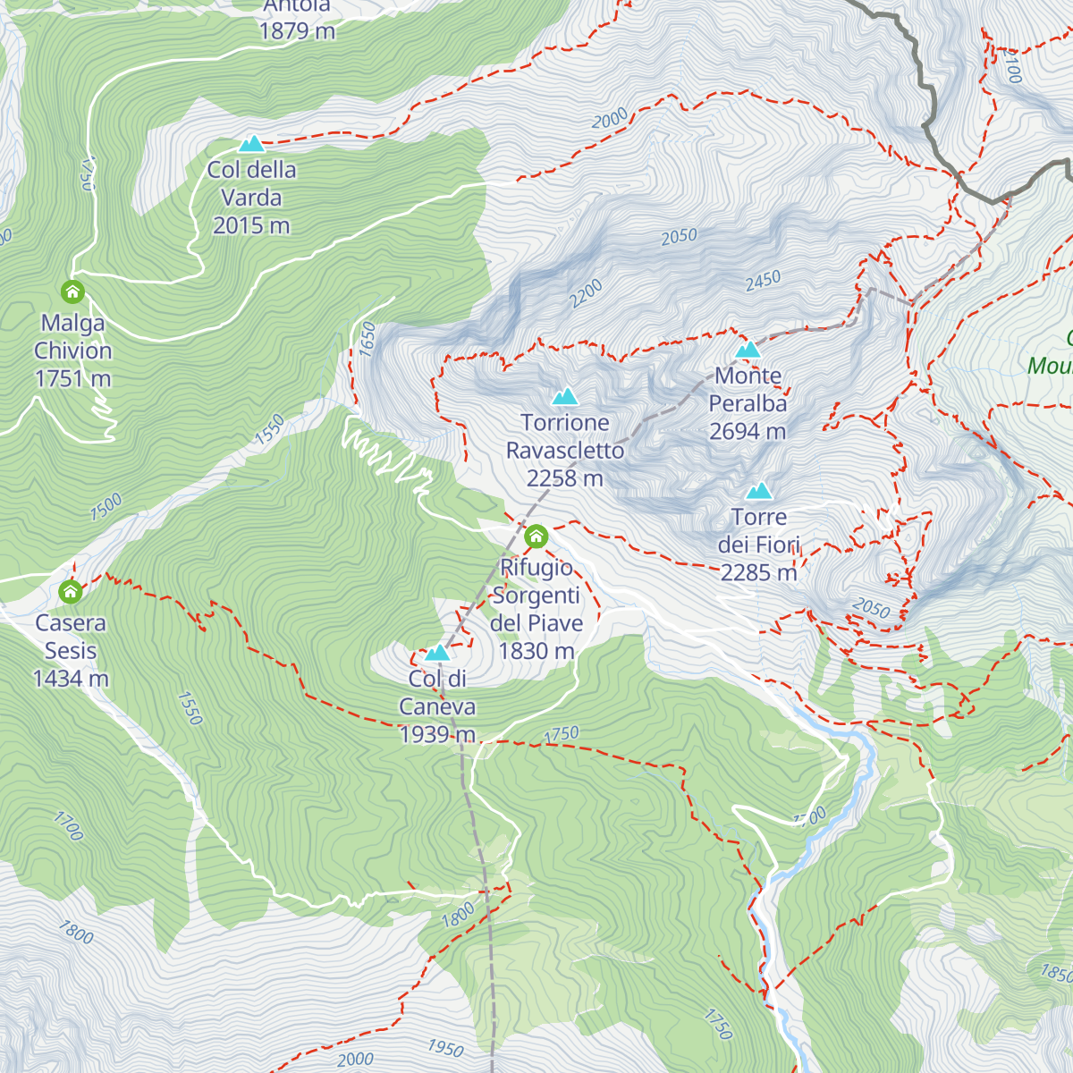 Rifugio Sorgenti del Piave map