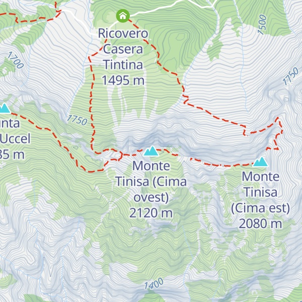 Map of Monte Tinisa (Cima ovest)