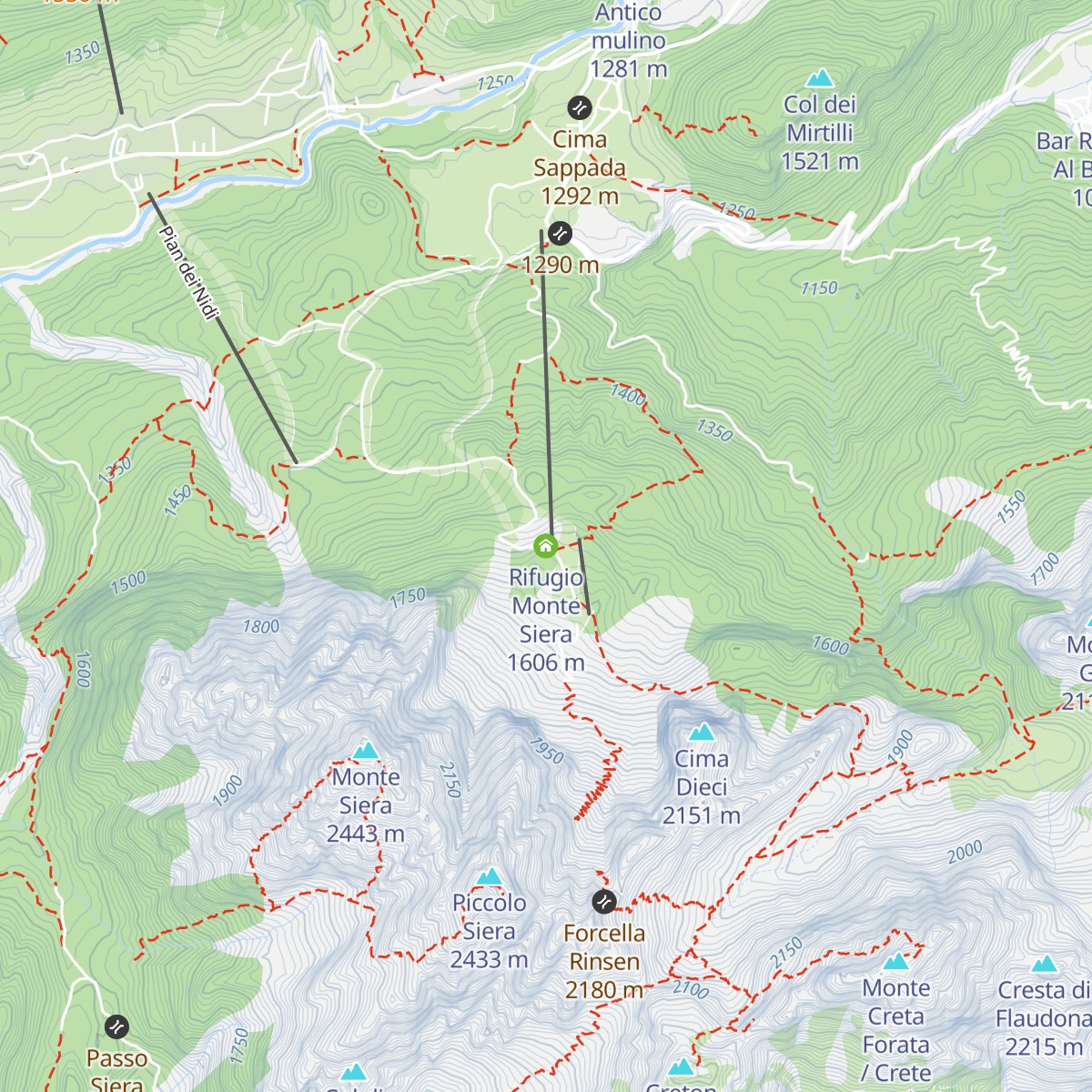Rifugio Monte Siera map