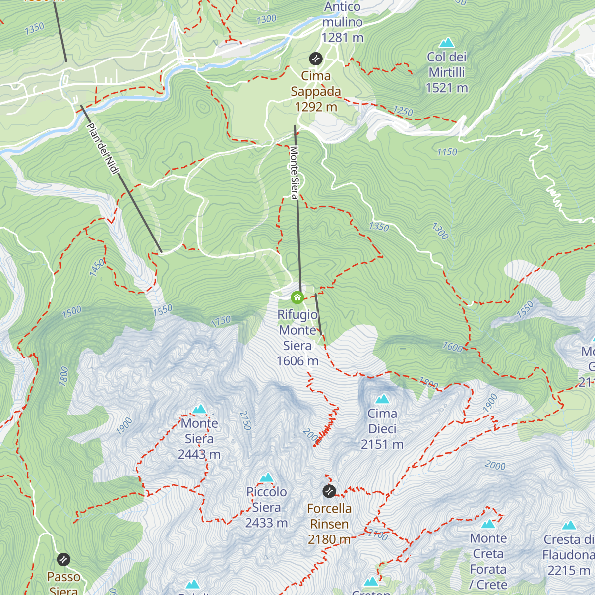 Rifugio Monte Siera map