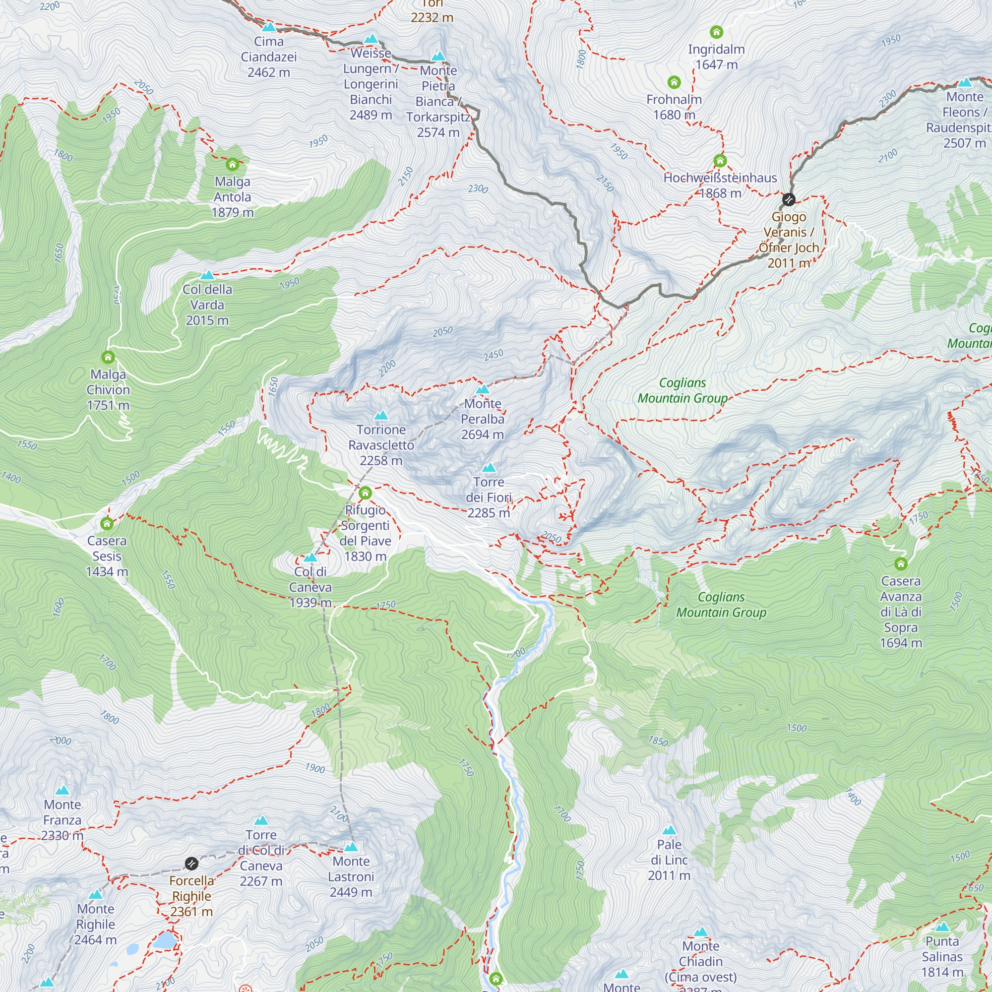 Capanna Peralba map