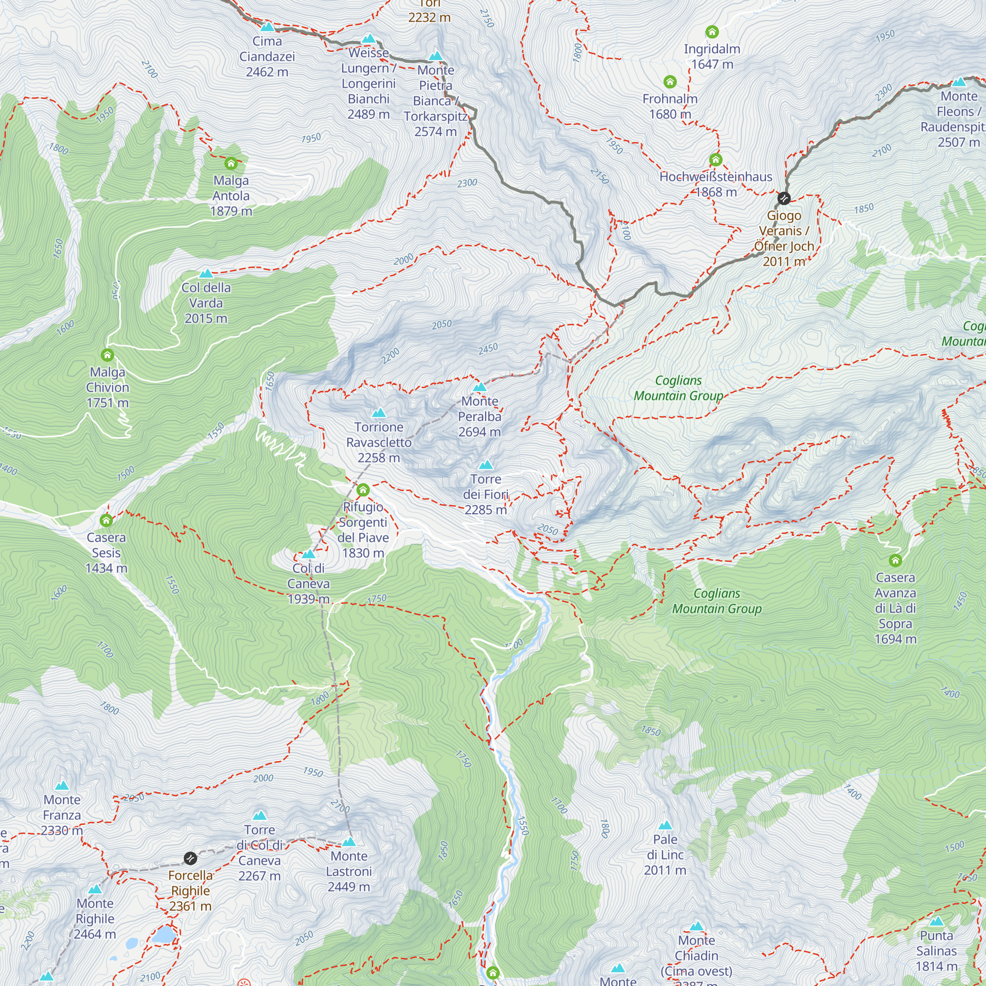 Capanna Peralba map