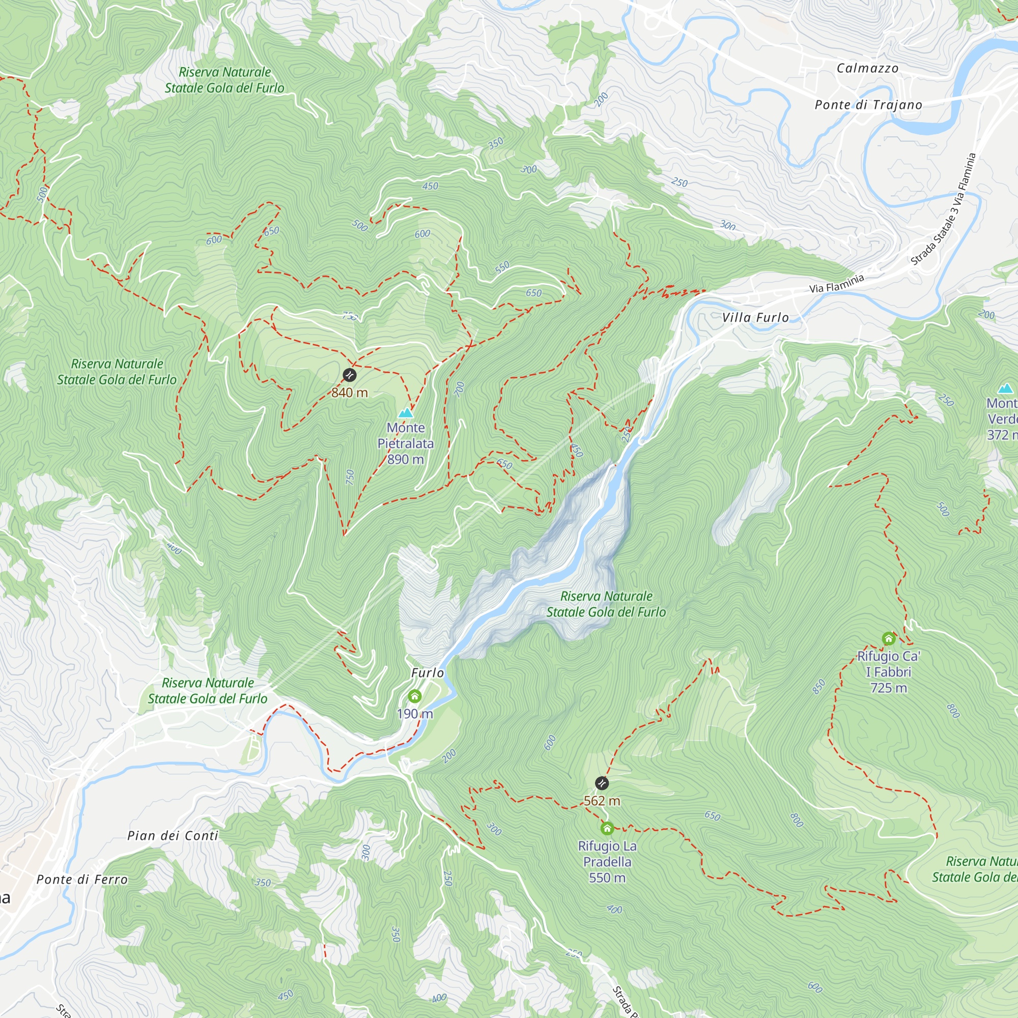 Rifugio del Furlo map