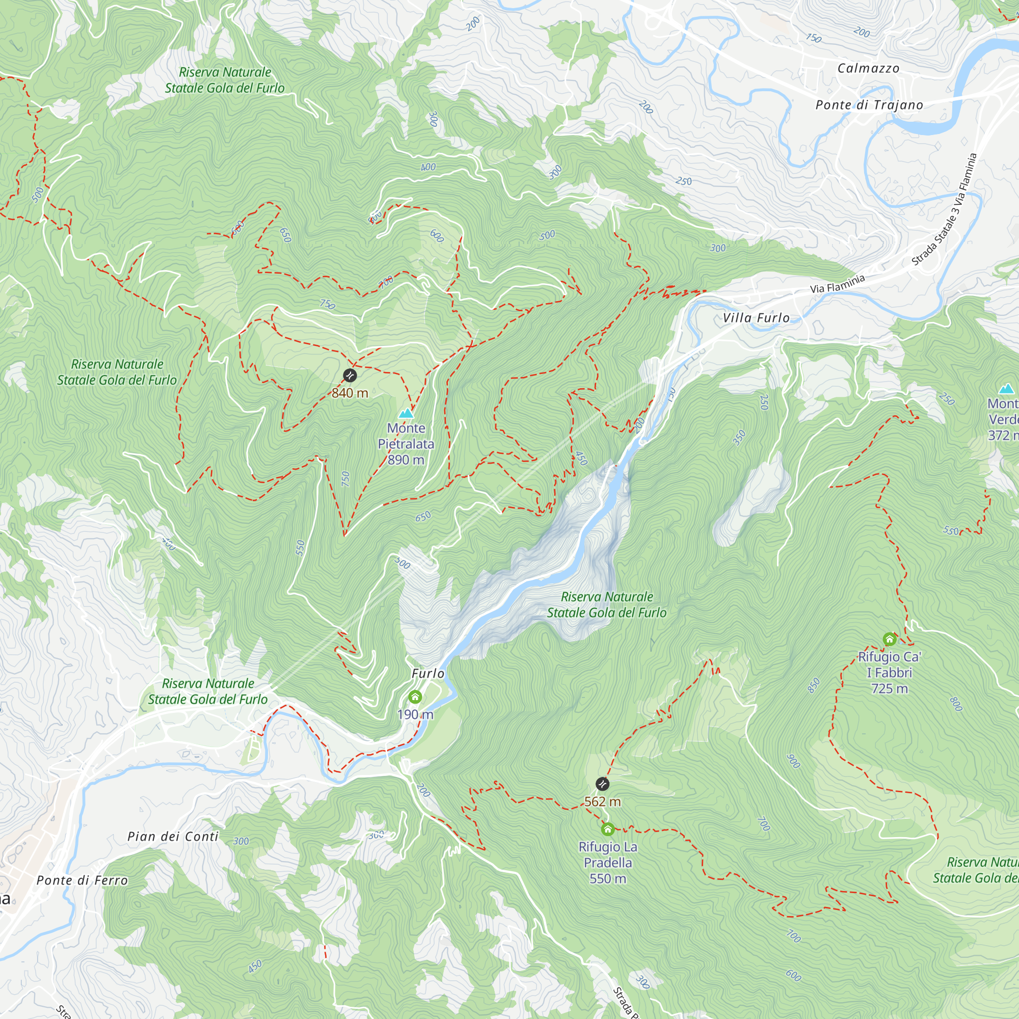 Rifugio del Furlo map