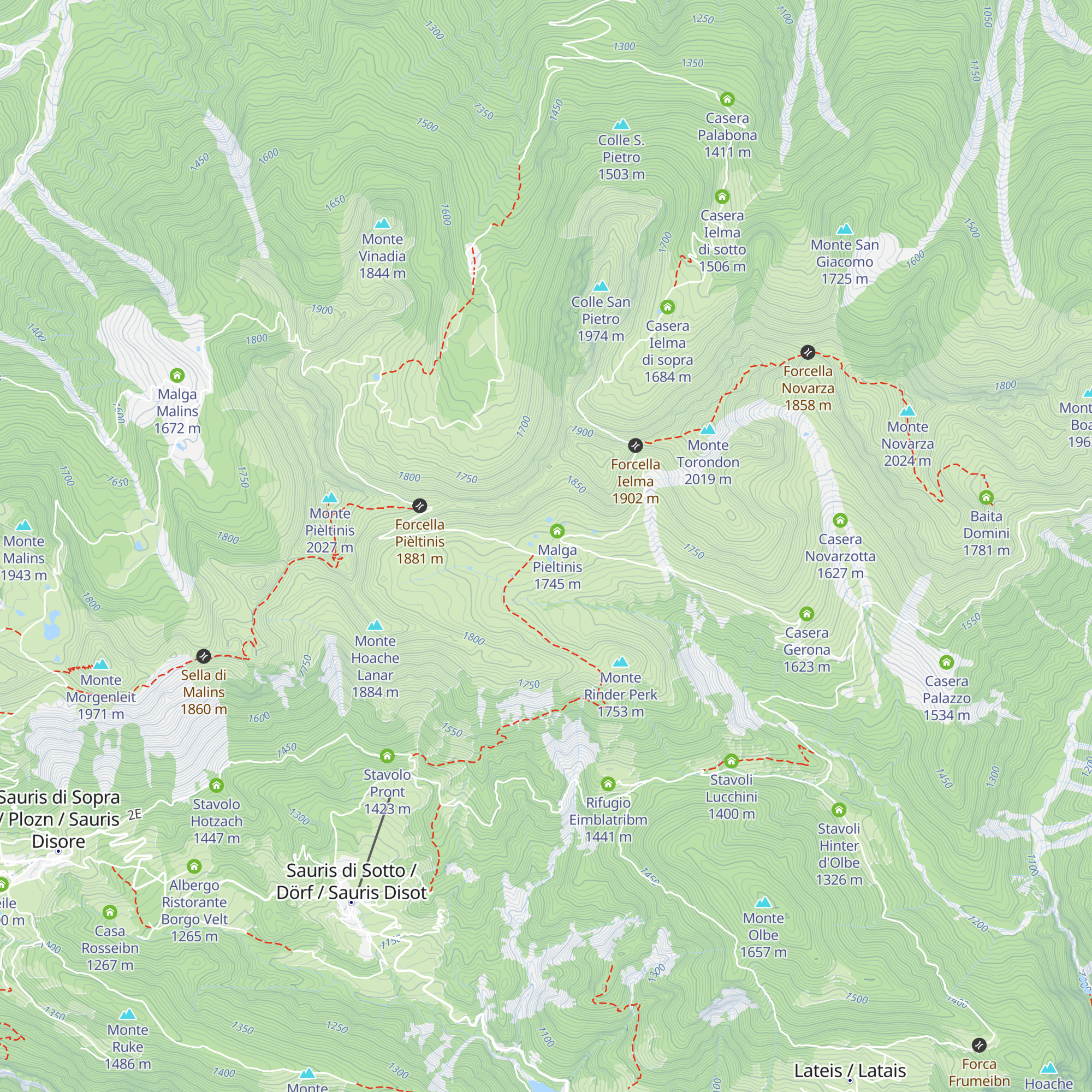 Casera Pièltinis map