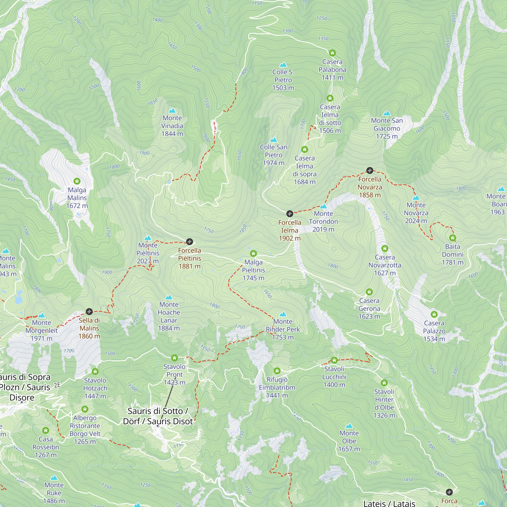 Malga Pieltinis map