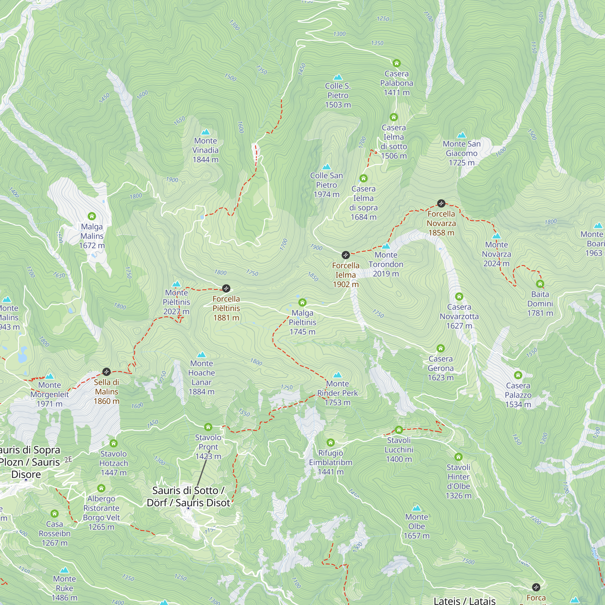 Malga Pieltinis map