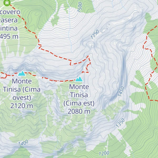 Map of Monte Tinisa (Cima est)