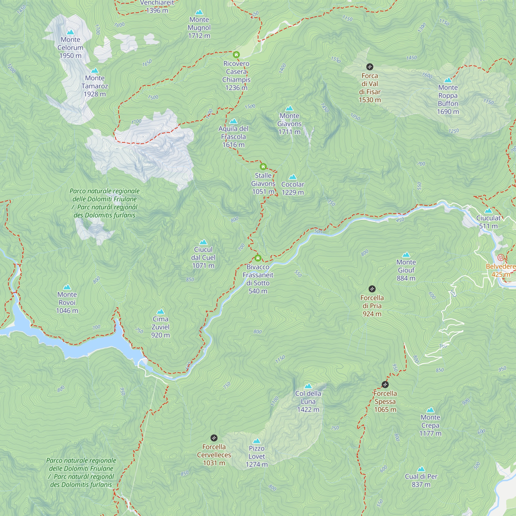 Bivacco Frassaneit di Sotto map