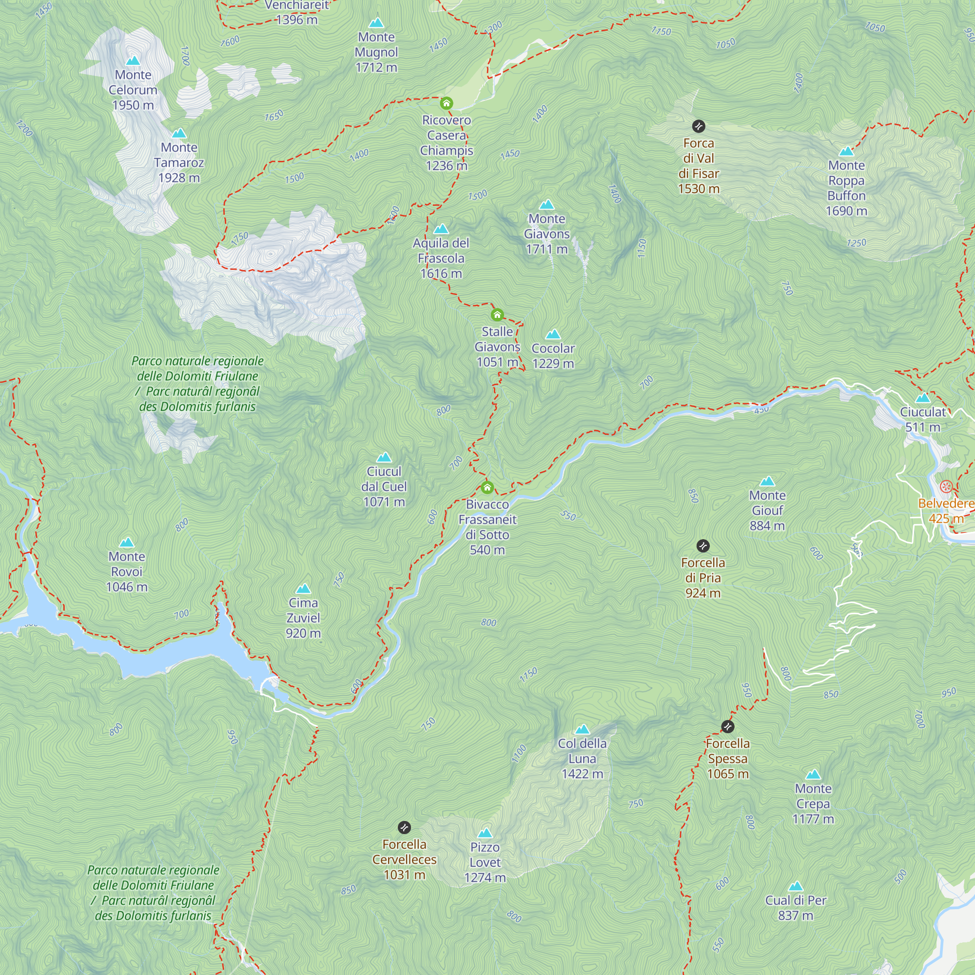 Bivacco Frassaneit di Sotto map