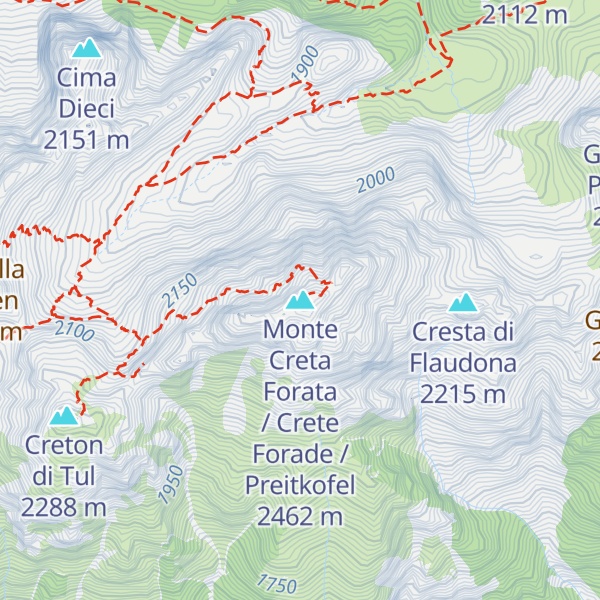 Map of Monte Creta Forata / Crete Forade / Preitkofel