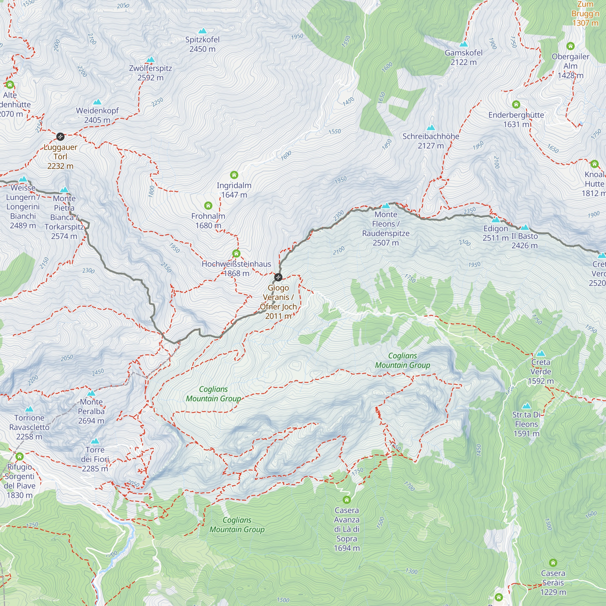 Casera Fleons di Sopra map