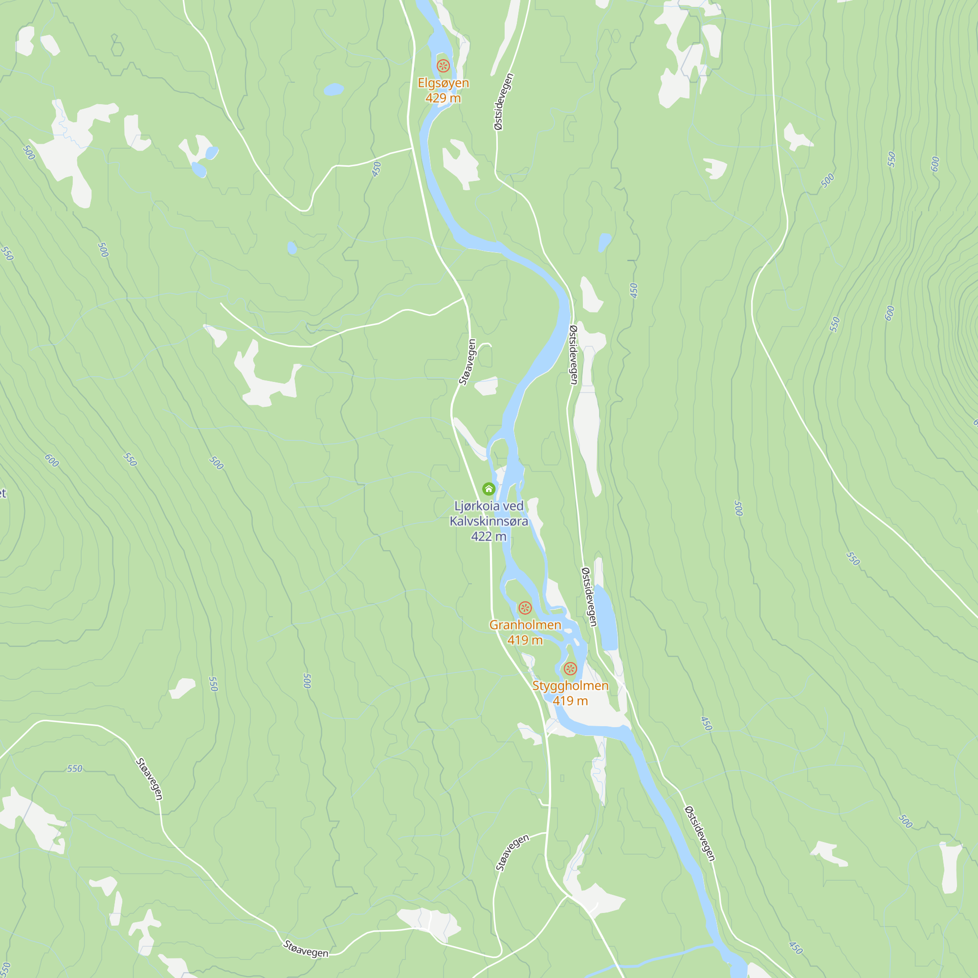 Ljørkoia ved Kalvskinnsøra map