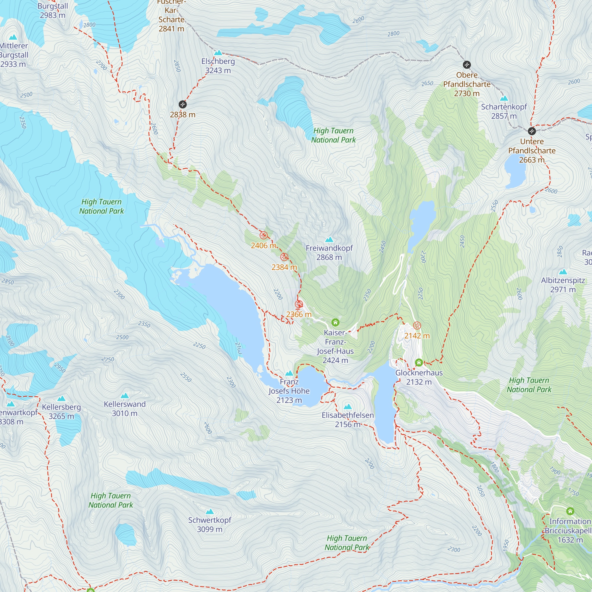 Gletscherrestaurant Freiwandeck map
