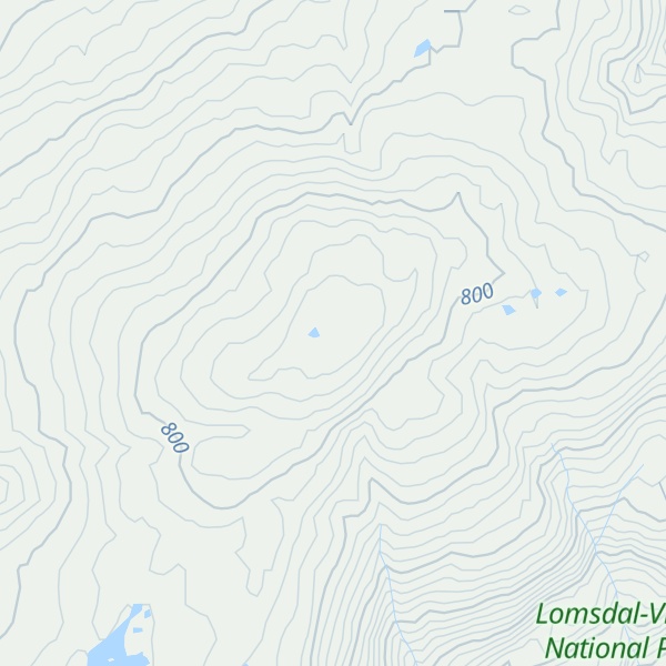Map of Tverlandsfjellet