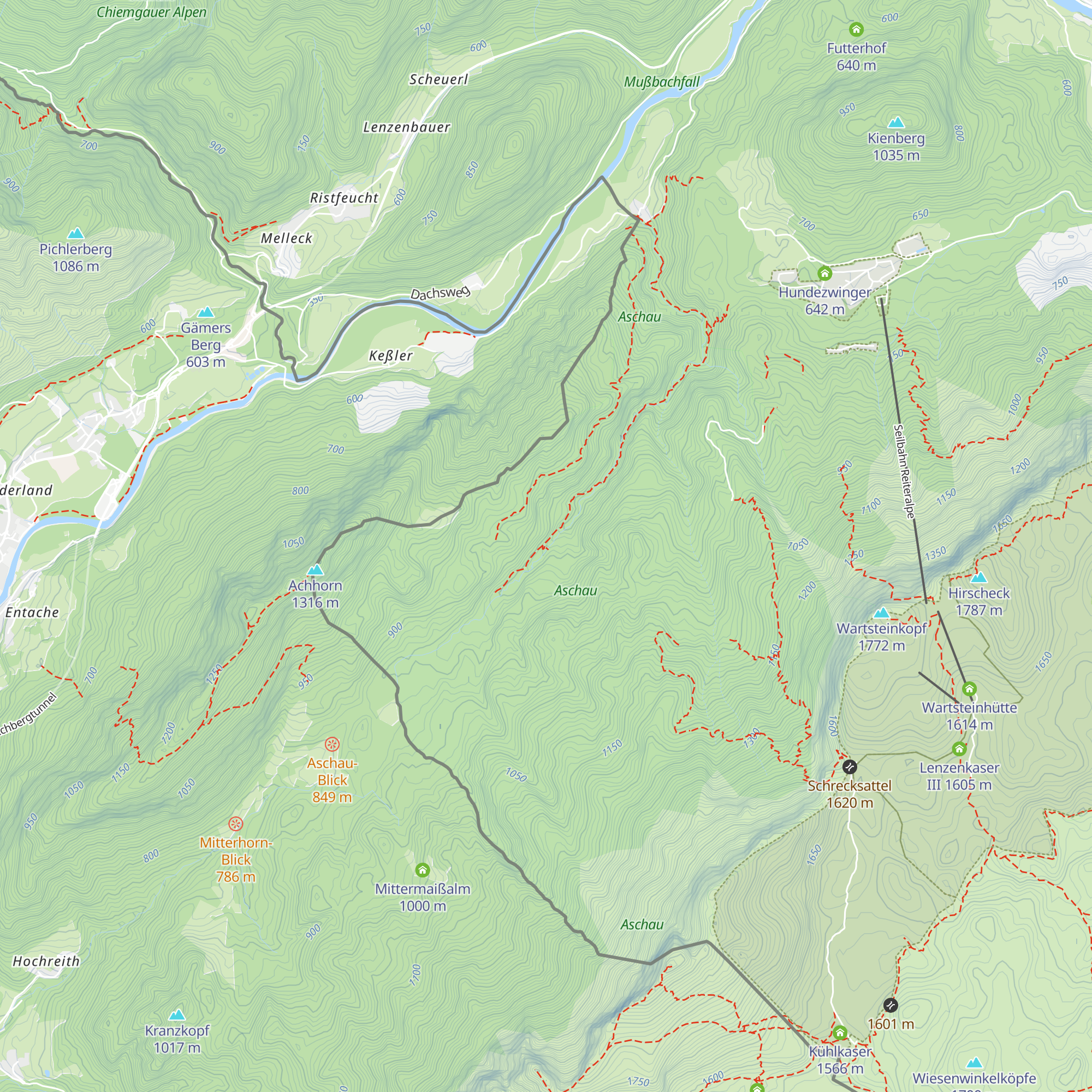 Aschauer Klause-Diensthütte map
