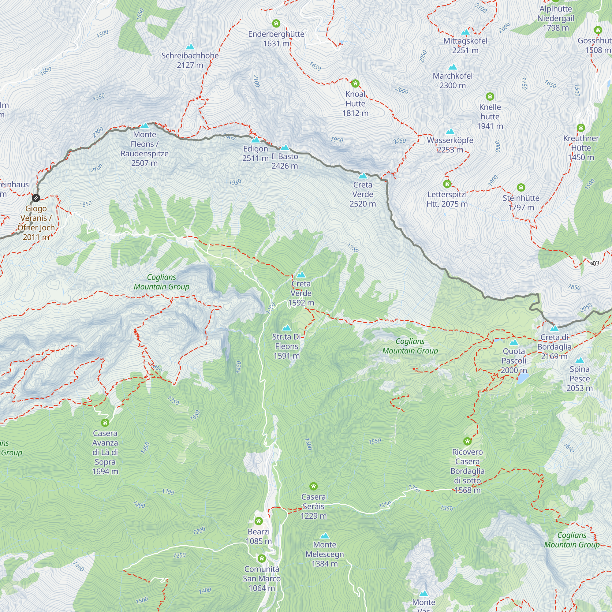 Casera Sissanis di Sotto map