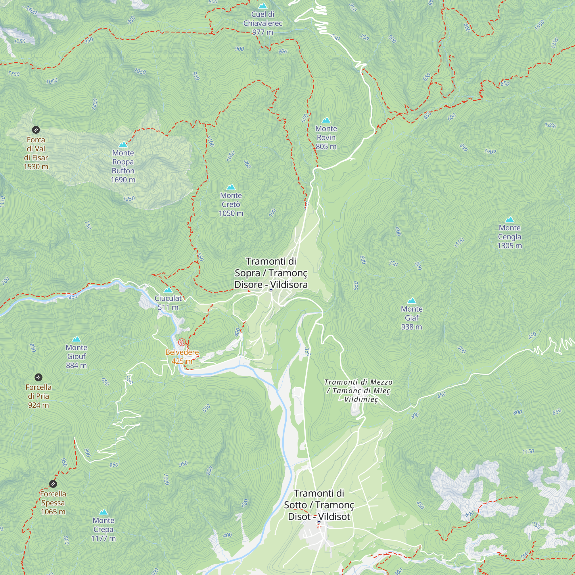 Parco Naturale Dolomiti Friulane map