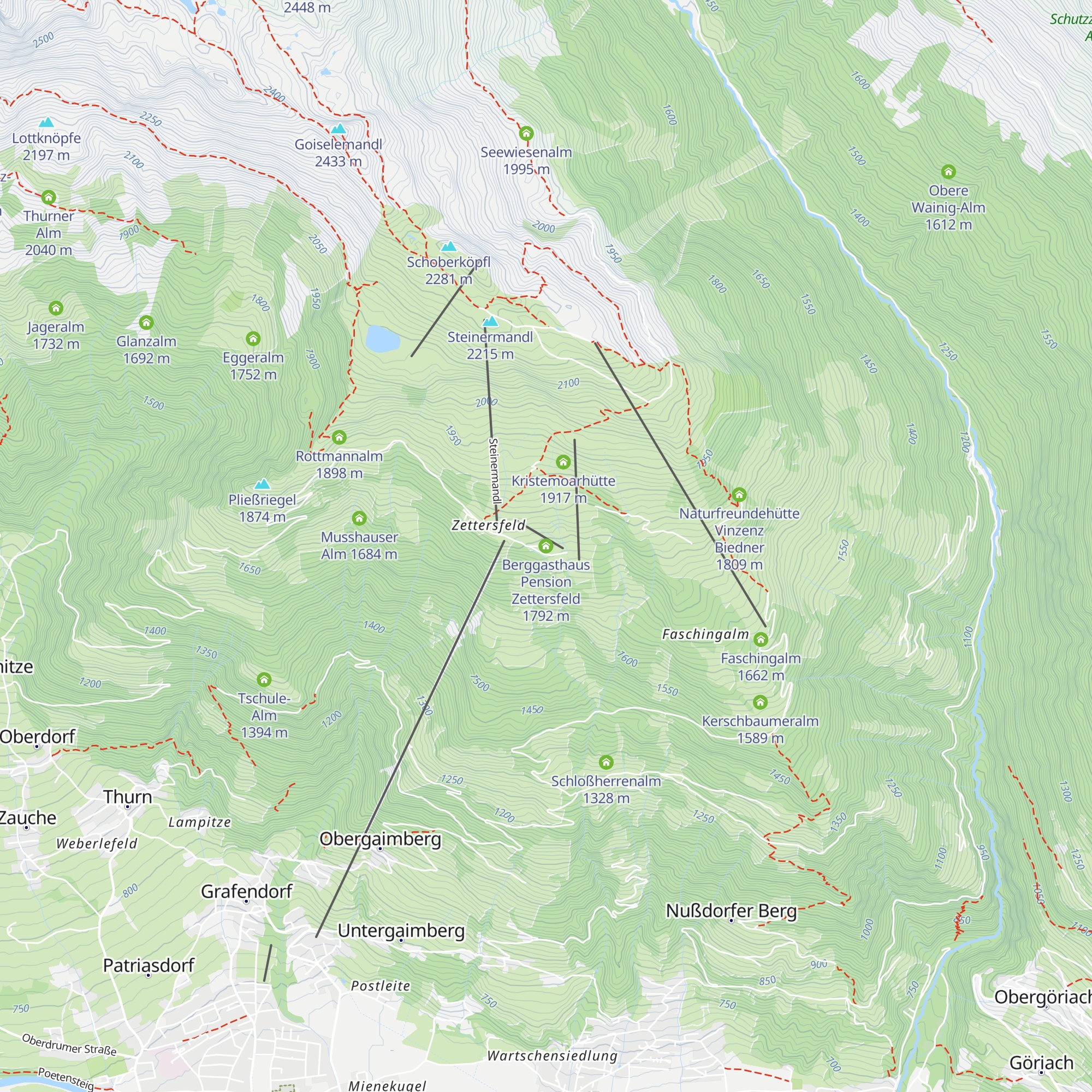 Berggasthaus Pension Zettersfeld map