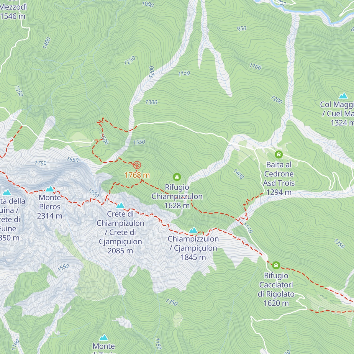 Rifugio Chiampizzulon map