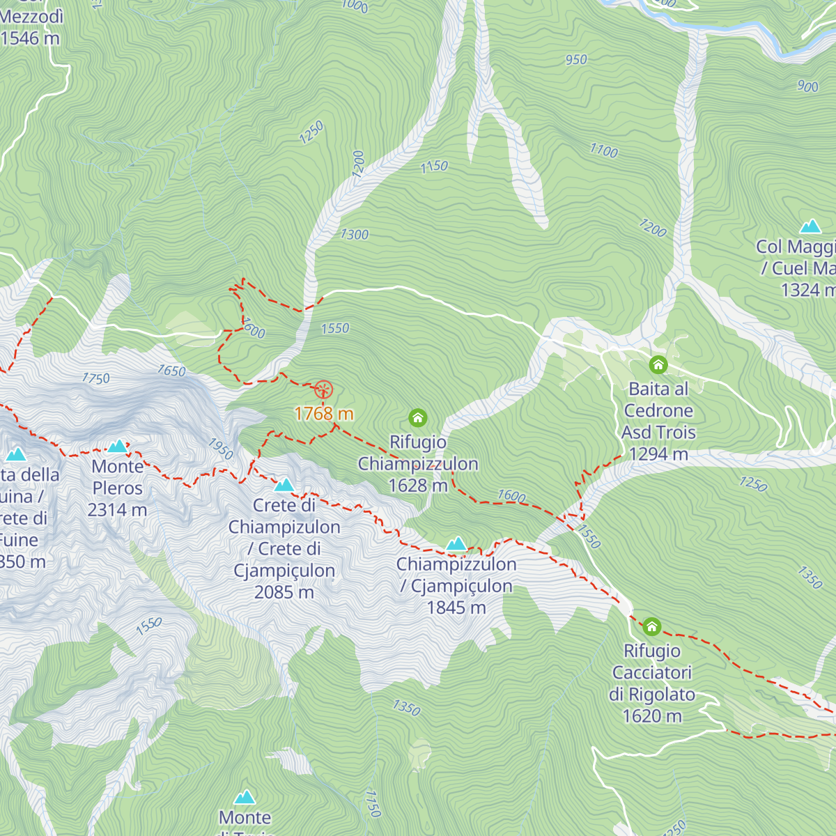 Rifugio Chiampizzulon map