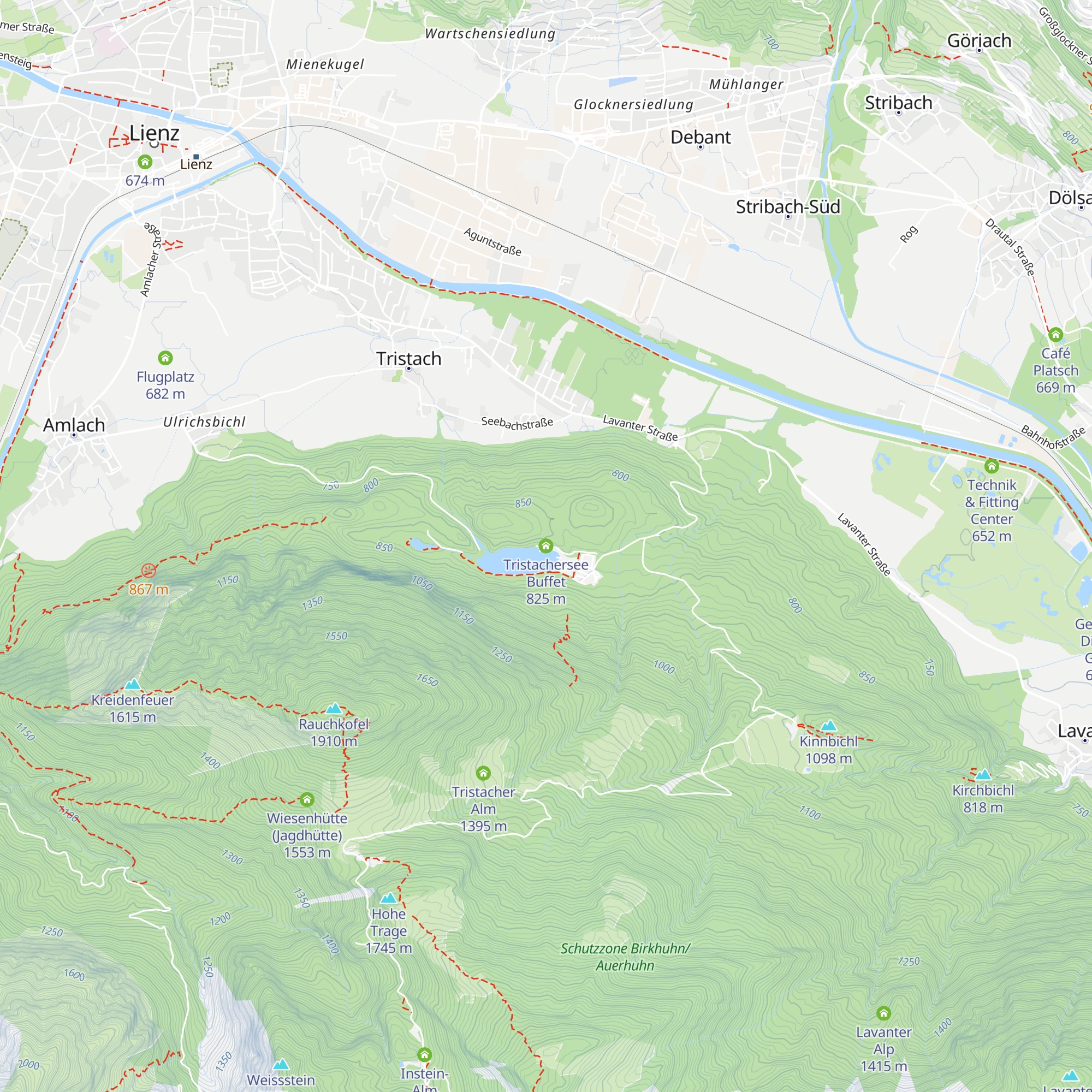 Tristachersee Buffet map